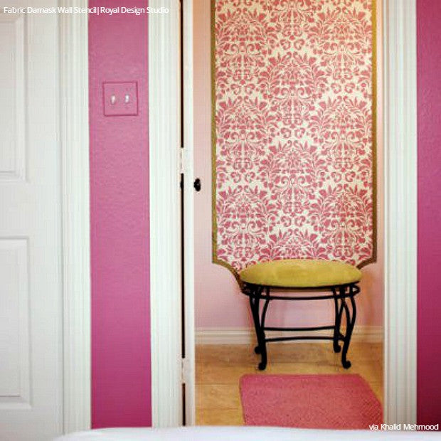 Damask Fabric Wall Stencil - Reusable DIY Painting Template for Home Decor, Bedroom & Living Room Wall Art Projects