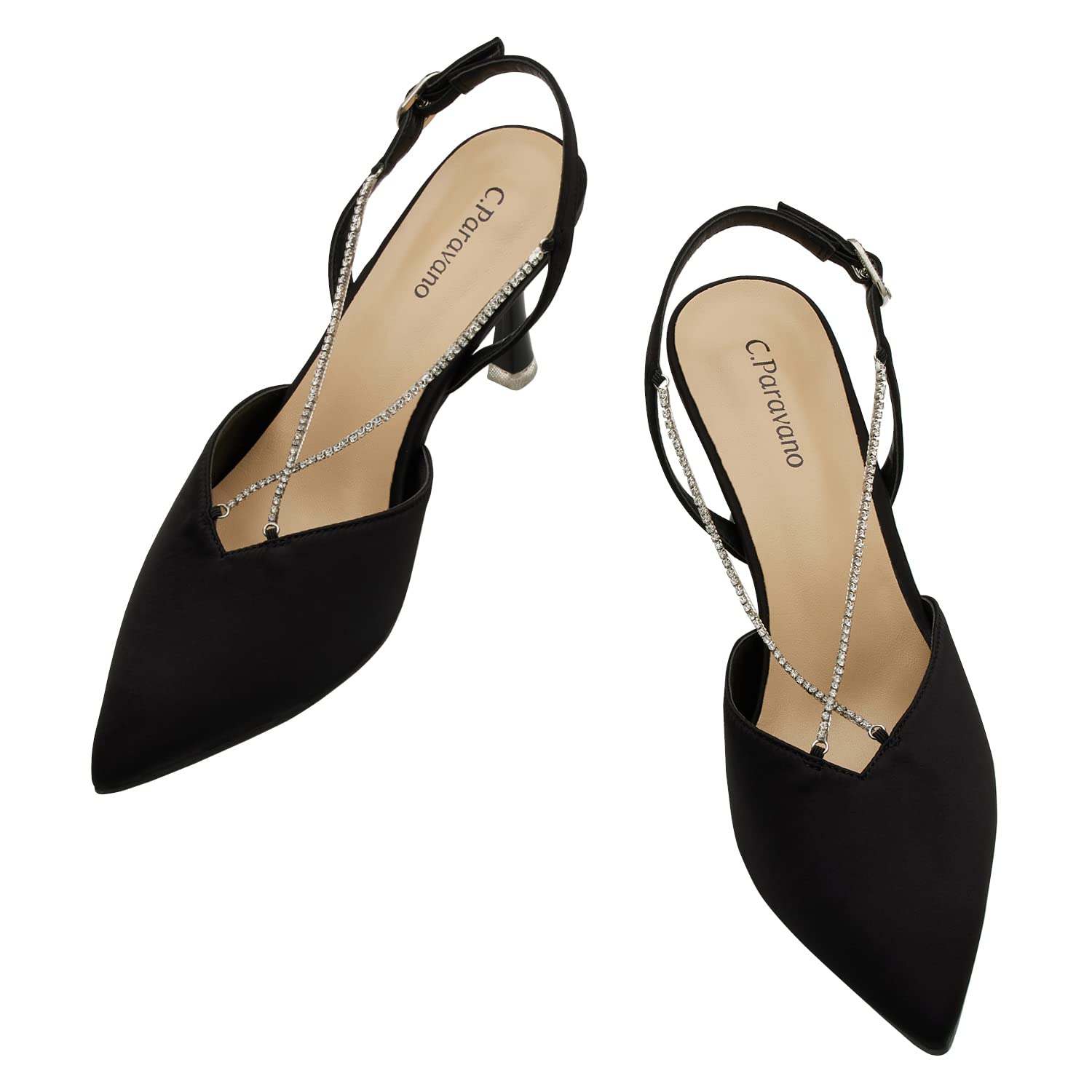 C.Paravano Women's Slingback Pumps - Elegant Designer Heels for Women | Comfortable & Stylish Slingback Sandals | Perfect for Weddings, Parties & Office Wear