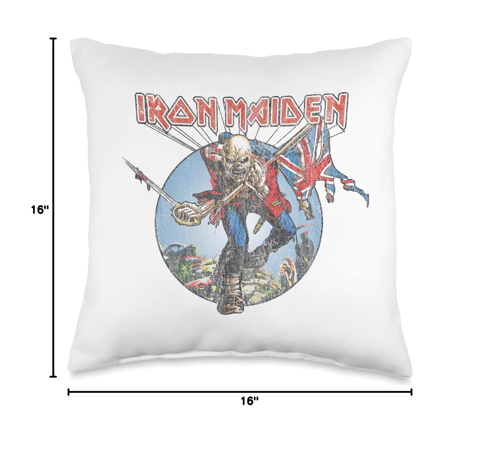 Iron Maiden - Burst Trooper Throw Pillow | Heavy Metal Band Decor | Soft Cushion for Bed, Sofa & Gaming Chair | Rock Music Fan Gift Idea