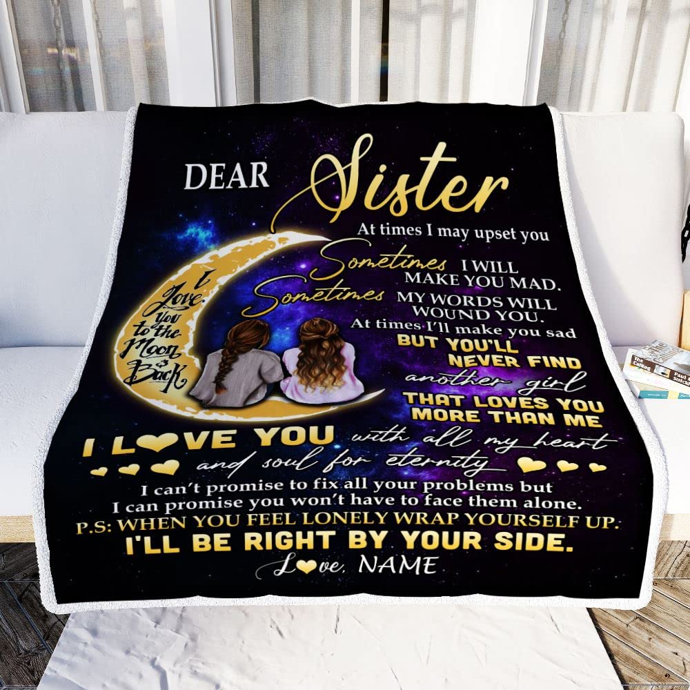Custom Sister Blanket - Personalized Fleece Throw 60x80 in for Birthday, Christmas & Graduation Gifts