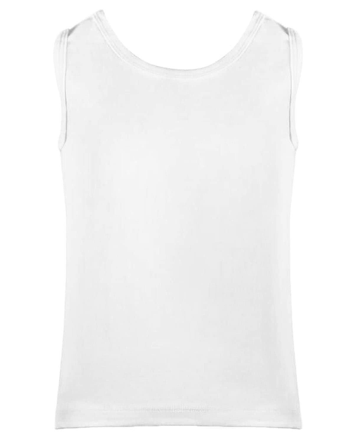 MeMoi Boys' 3-Pack White Cotton Blend Tank Tops for Kids - Breathable Summer Shirts for Playground, Beach & Casual Wear