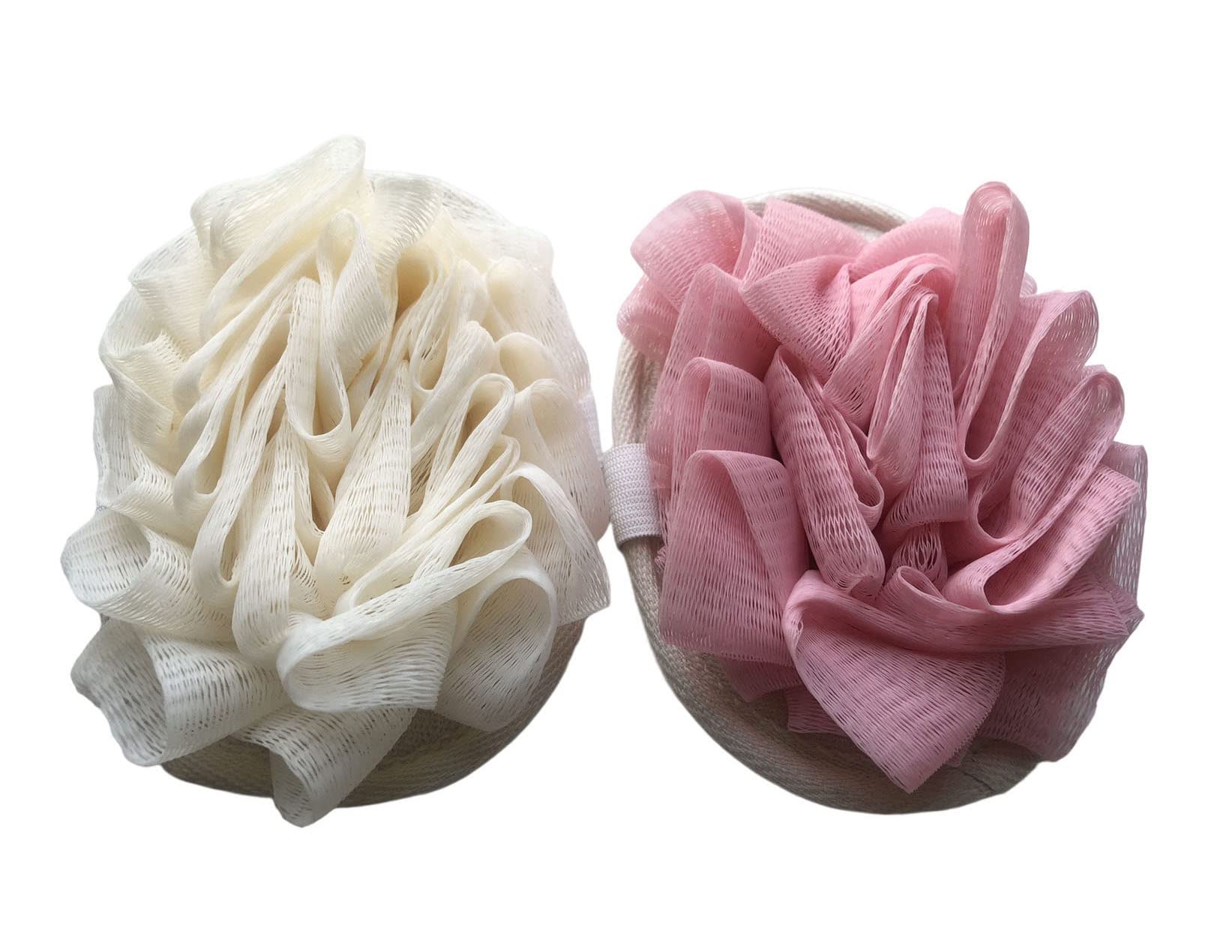 2PCS Natural Organic Loofah Sponge for Travel - Mini Pink Eco-Friendly Body Scrubber, Gentle Exfoliator for Sensitive Skin - Perfect for Shower, Bath & Spa Days