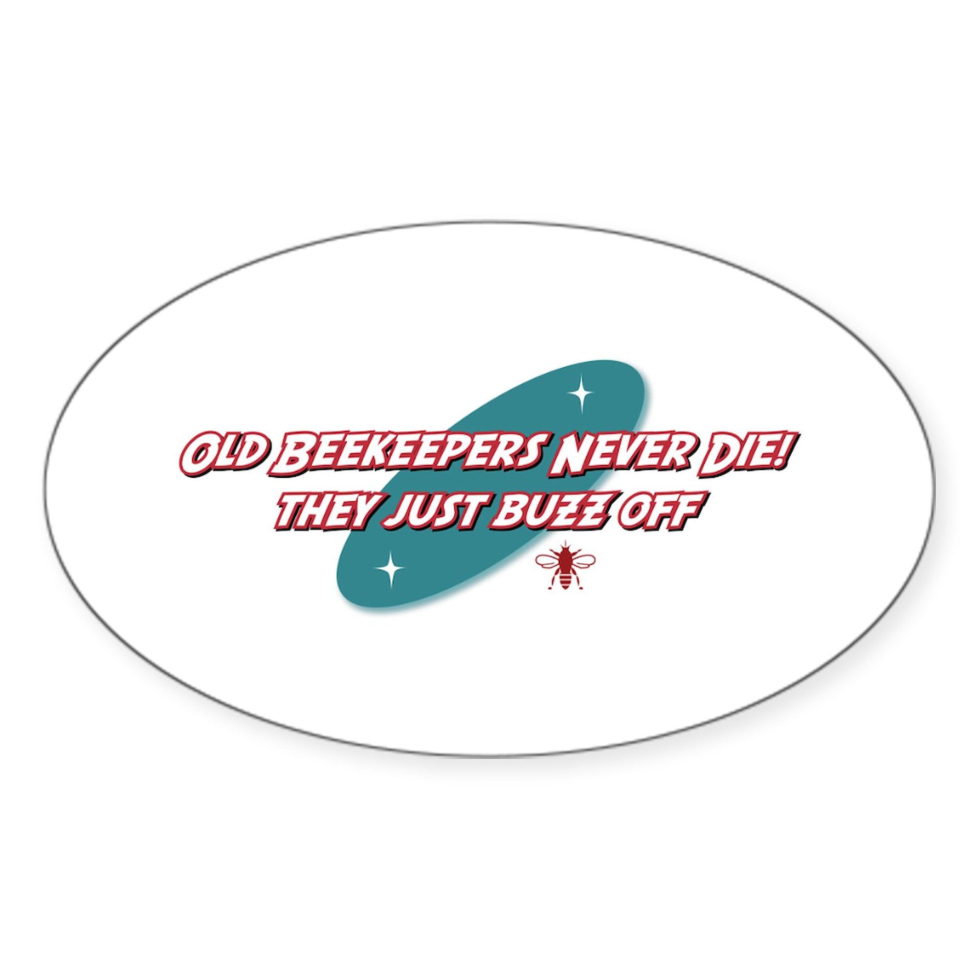 Old Beekeepers Never Die Oval Sticker - Funny Beekeeper Gift for Cars, Laptops & Coolers - Waterproof Vinyl Bumper Decal for Outdoor Enthusiasts & Apiary Lovers