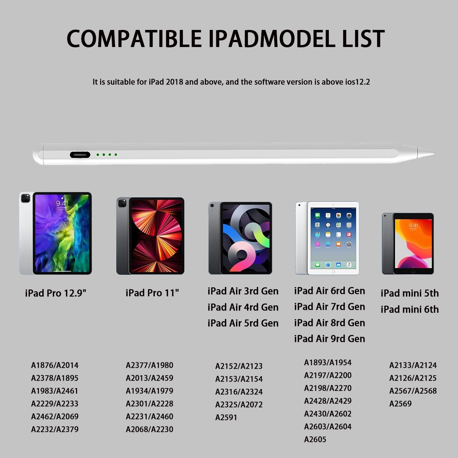 Premium Stylus Pen for iPad - Fast Charging Apple Pencil 1st Gen Replacement with Tilt Sensitivity & Palm Rejection - Compatible with iPad Pro 11