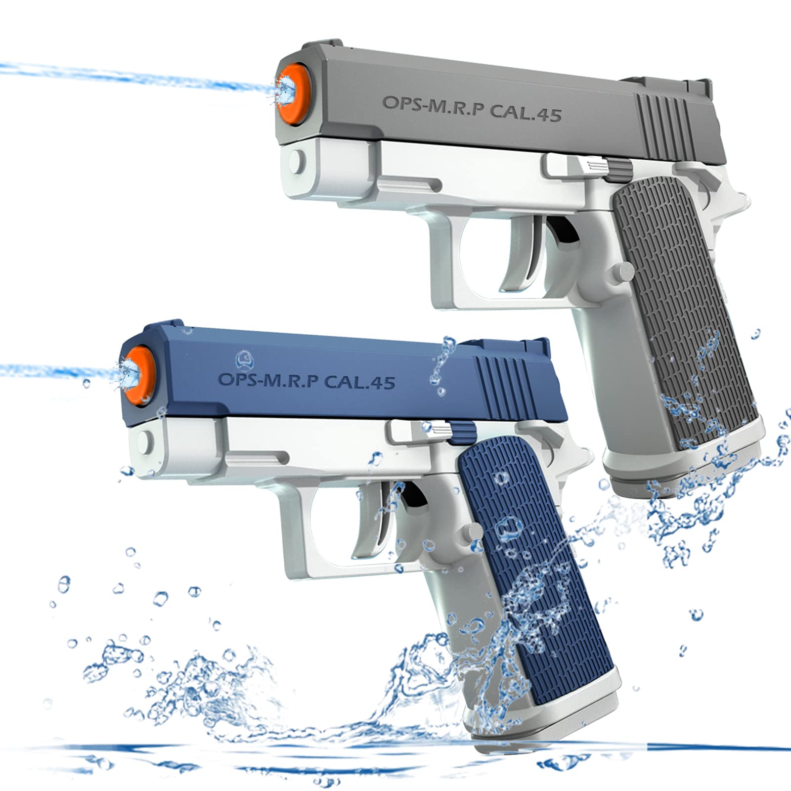 2 Pack Water Guns for Kids - 100CC Capacity Squirt Guns & Water Blasters, Outdoor Water Toys for Boys & Girls - Perfect for Pool, Beach, Summer Fun & Birthday Gifts (Blue & Gray)