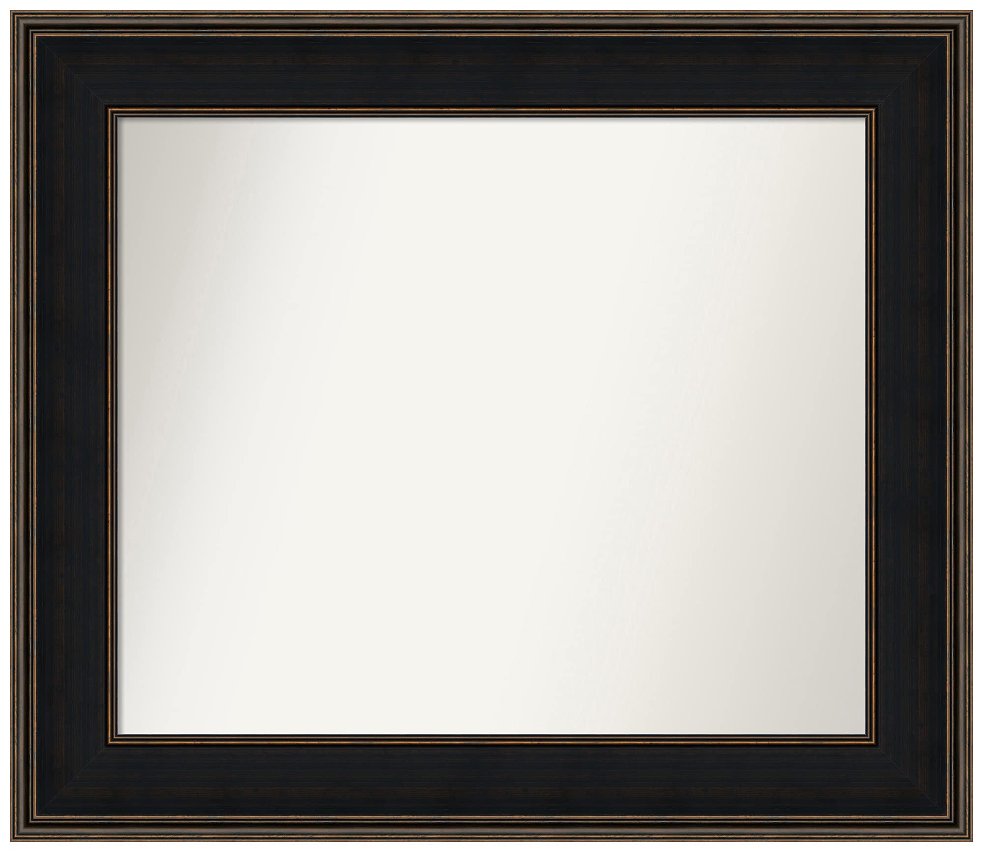 Amanti Art Non-Beveled Custom Wall Mirror 31.5x36.5 Inches - Mezzanine Espresso Frame - Bathroom, Living Room, Bedroom Decor - Black & Brown Wooden Mirror - Custom Size Options Available