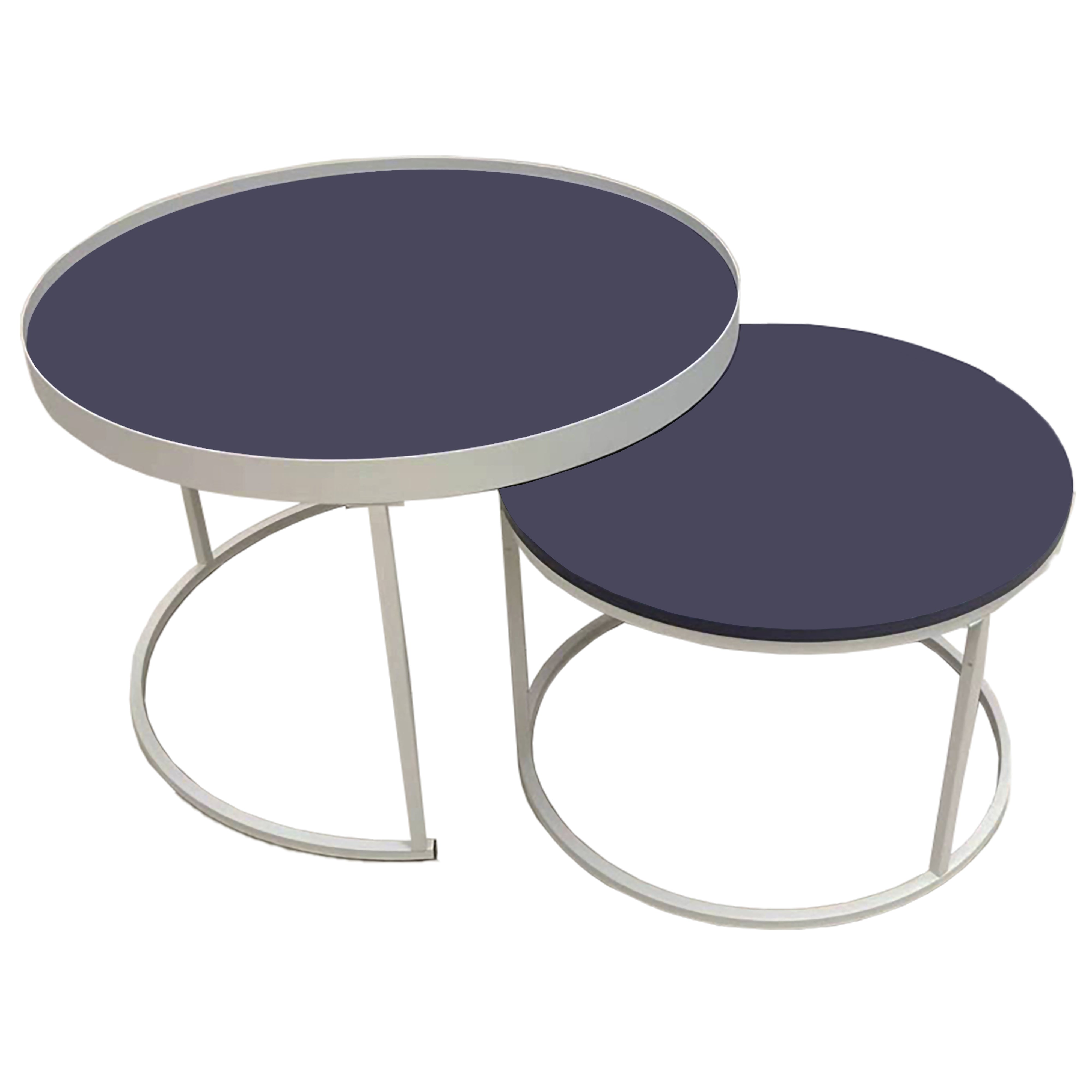 Urban Style Nested Coffee Table Set - Blue & White Modern Nesting Tables for Living Room, Small Space Furniture, Home Decor