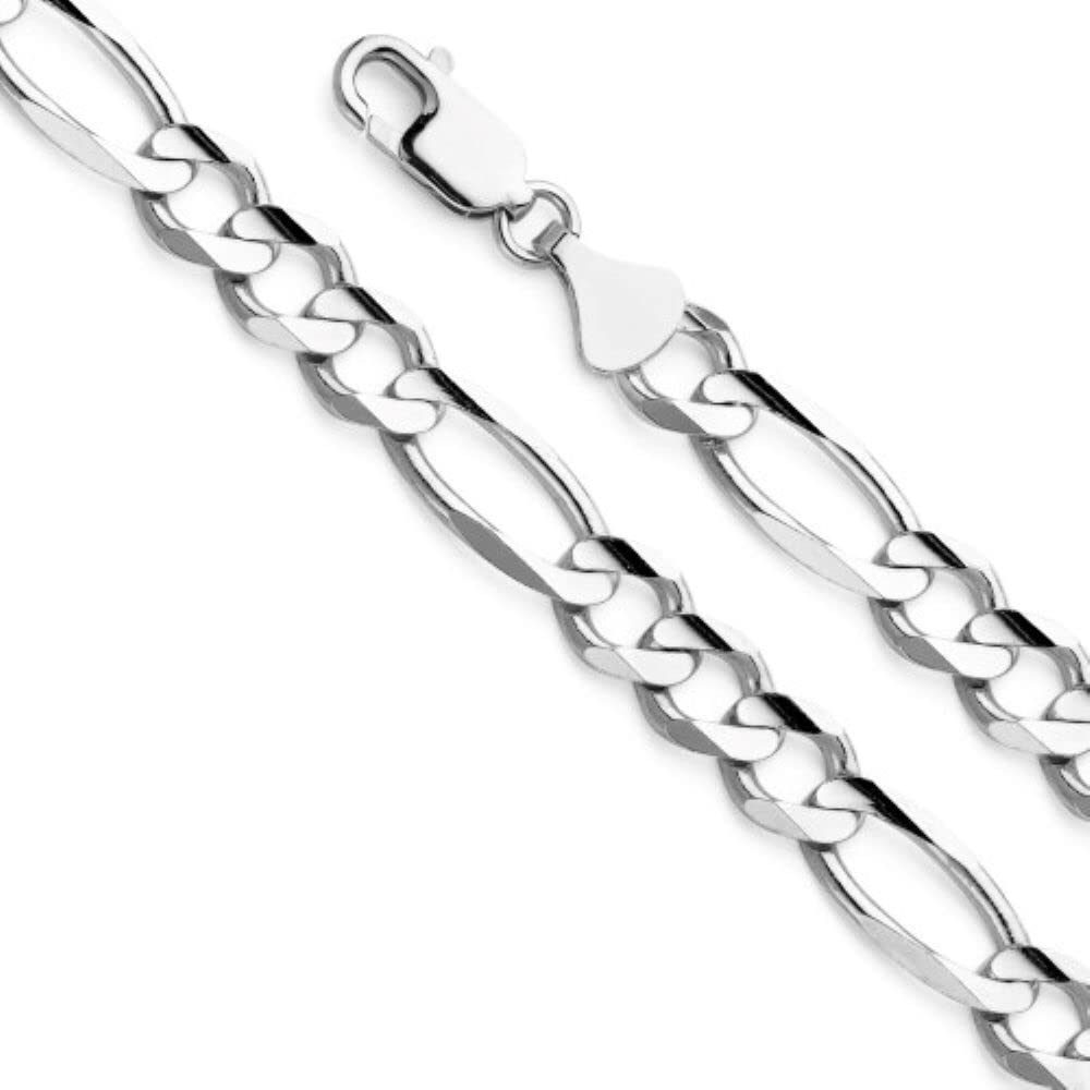 Verona Jewelers 925 Sterling Silver Men's Figaro Chain Necklace 8.5MM-10.5MM - Italian Made 20-30 Inch Adjustable Length for Gifts, Weddings & Everyday Wear