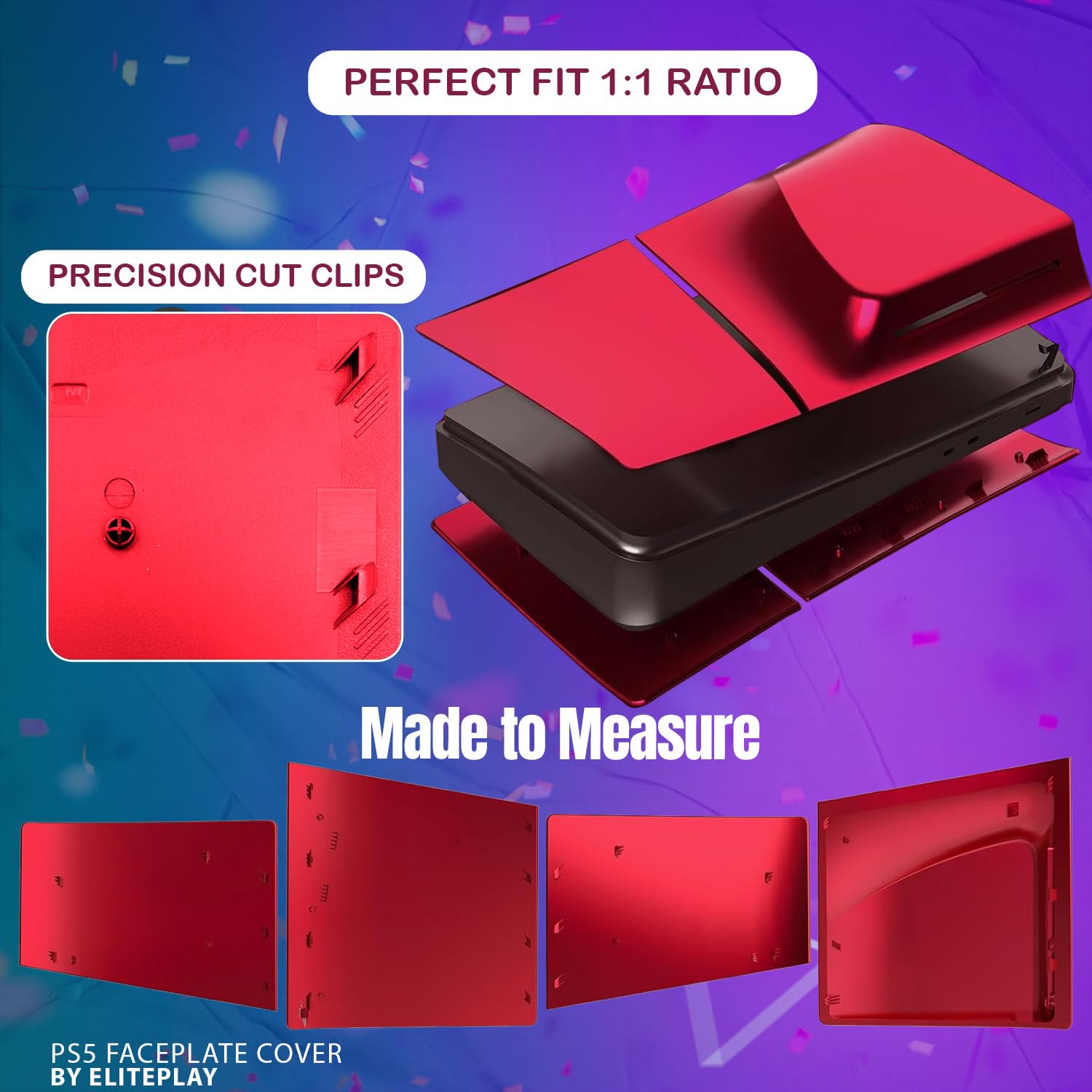 ElitePlay PS5 Slim Cover - Volcanic Red Protective Case for PS5 Disc Edition | Durable Gaming Accessories for Enhanced Console Protection | Perfect for Gaming Setups, Travel & Display