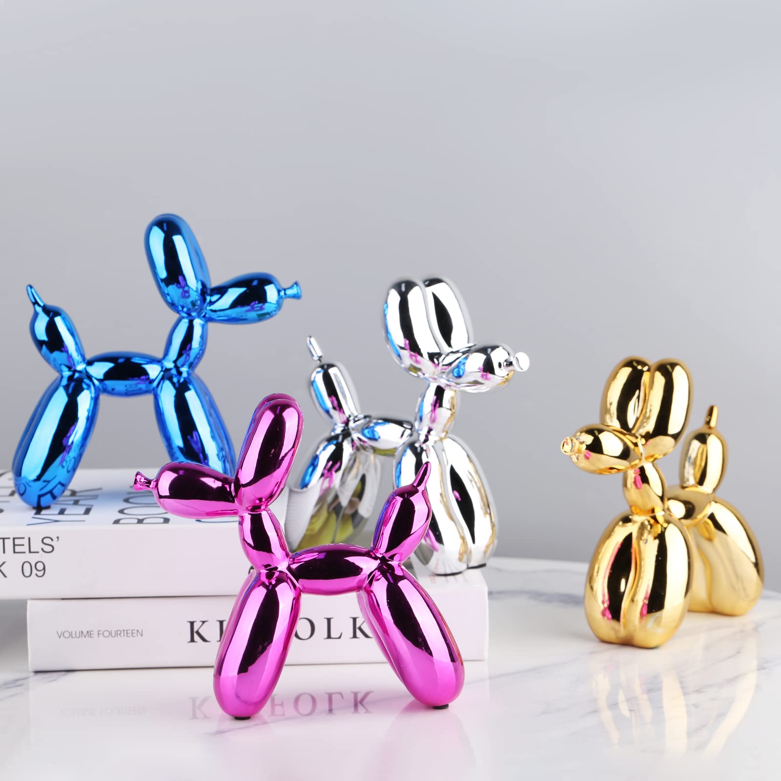 Silver Balloon Dog Sculpture - Modern Animal Art Decor for Bedroom, Office & Preppy Room | Unique Gift Idea & Stylish Home Decoration