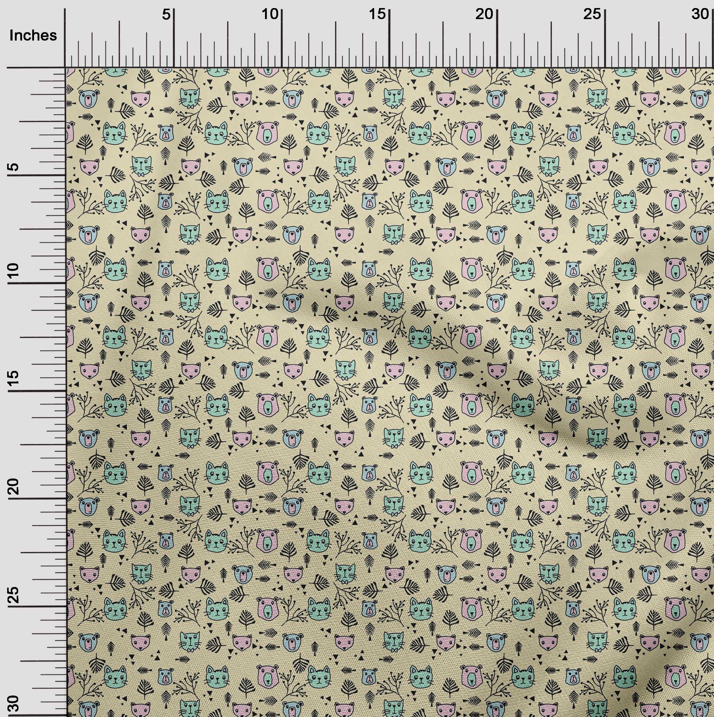 oneOone 60 Inch Wide Viscose Jersey Yellow Animal Print Fabric for Kids Quilting & Sewing - Soft, Durable Material by The Yard (132) - Perfect for DIY Baby Blankets, Clothing & Craft Projects