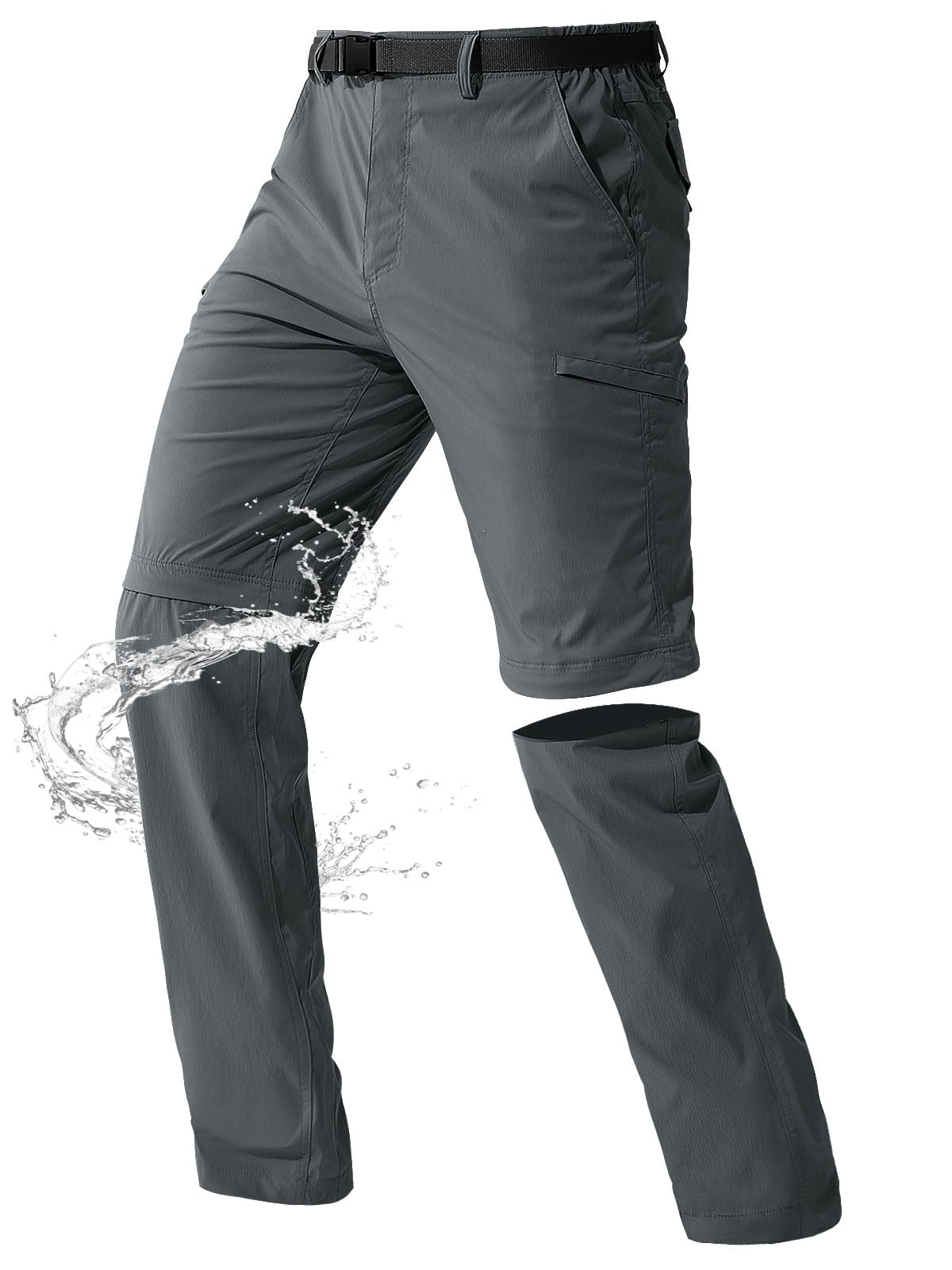 FREE SOLDIER Men's Outdoor Convertible Hiking Pants with Belt - Lightweight Quick-Dry Tactical Cargo Pants - Nylon Spandex Stretch - Perfect for Hiking, Camping & Outdoor Adventures