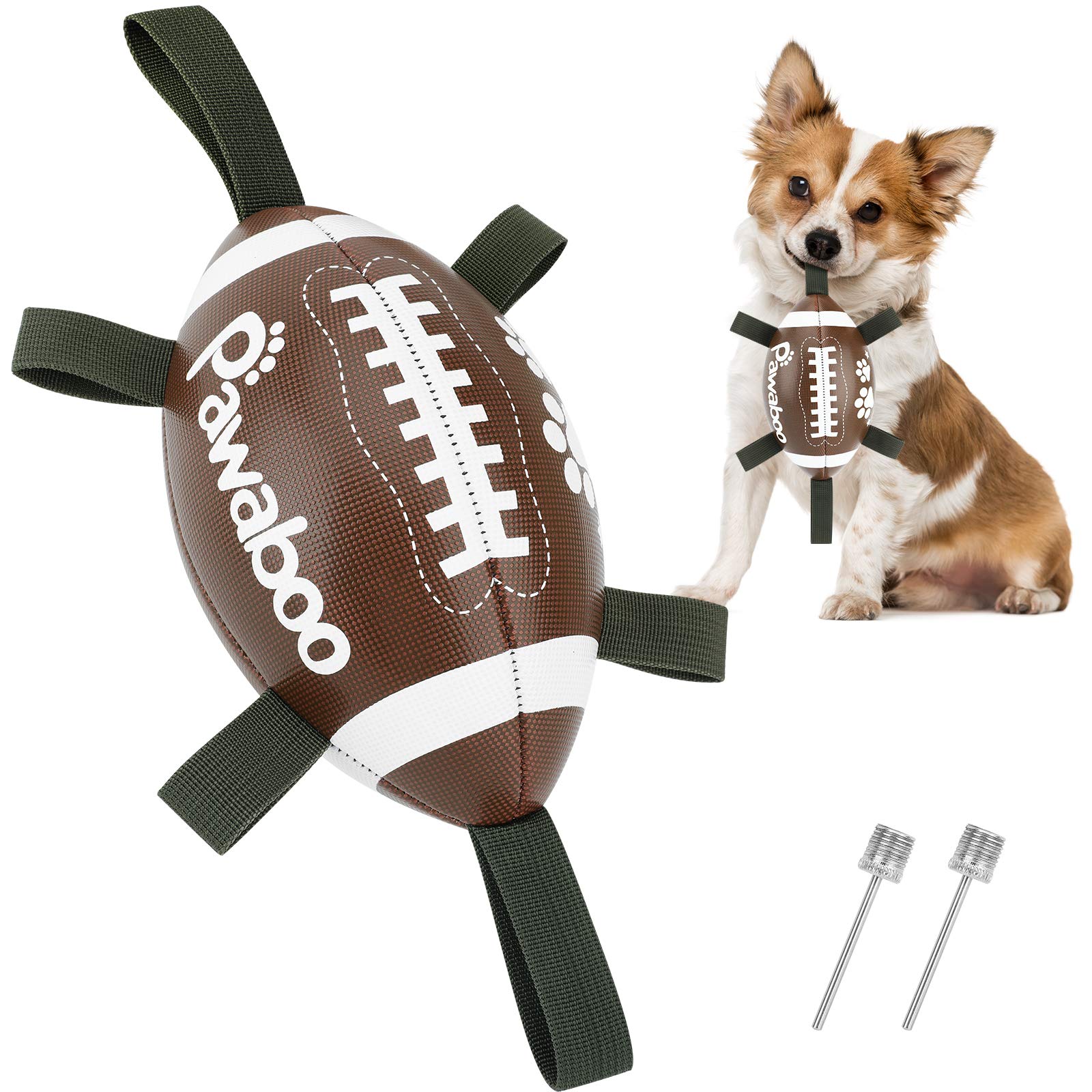 Pawaboo Interactive Dog Football Toy - Tug of War & Fetch Play for Small & Medium Dogs - Durable Waterproof Ball with Grab Tabs - Perfect for Indoor & Outdoor Playtime, Training, and Bonding with Your Pet