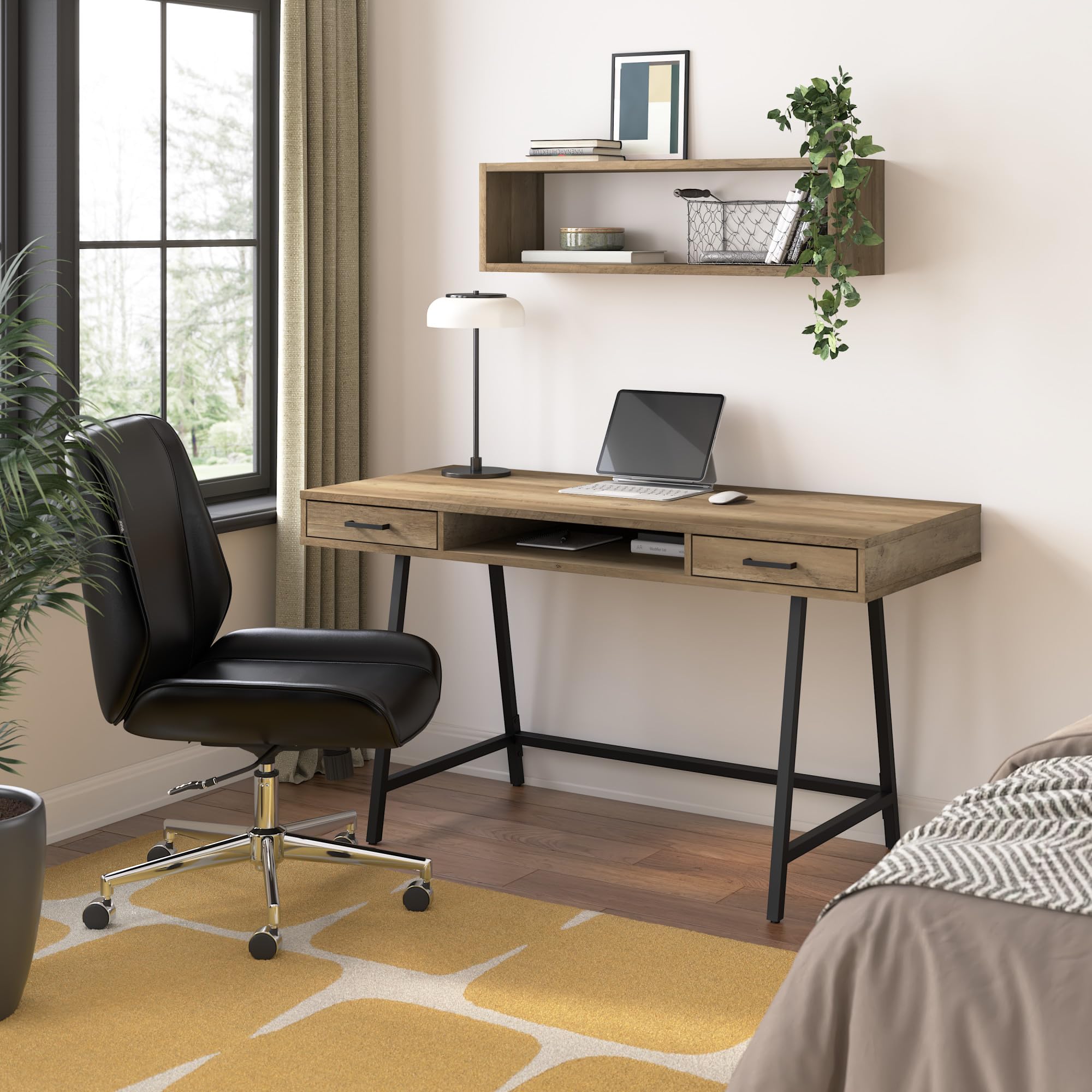 Bush Furniture Steele 54W Reclaimed Pine Writing Desk | Home Office Computer Workstation for Small Spaces, Remote Work & Study