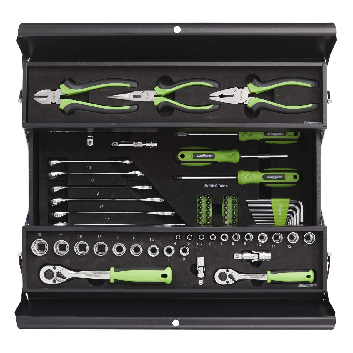 Sealey S01215 70-Piece Professional Tool Kit with Heavy-Duty Cantilever Toolbox - Perfect for DIY Projects, Home Repairs & Automotive Maintenance