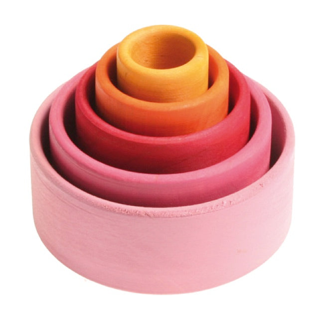 Grimm's Small Stacking Bowls Lollipop 5pc - Wooden Rainbow Nesting Bowls for Kids, Montessori Learning Toys, Sensory Play & Home Decor - Perfect for Toddler Sorting, Stacking & Educational Activities