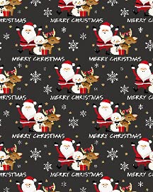 Happy Christmas Santa Claus Snowman Deer