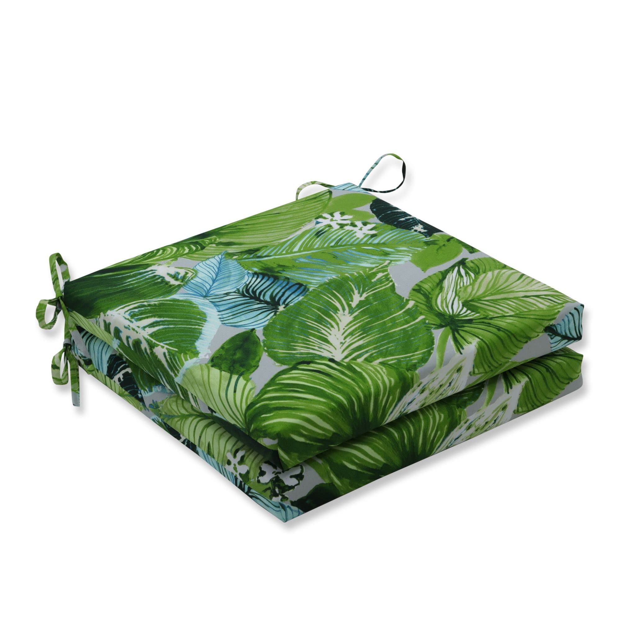 CC Home Furnishings Set of 2 Green & Blue Tropical Outdoor Patio Seat Cushions - 20