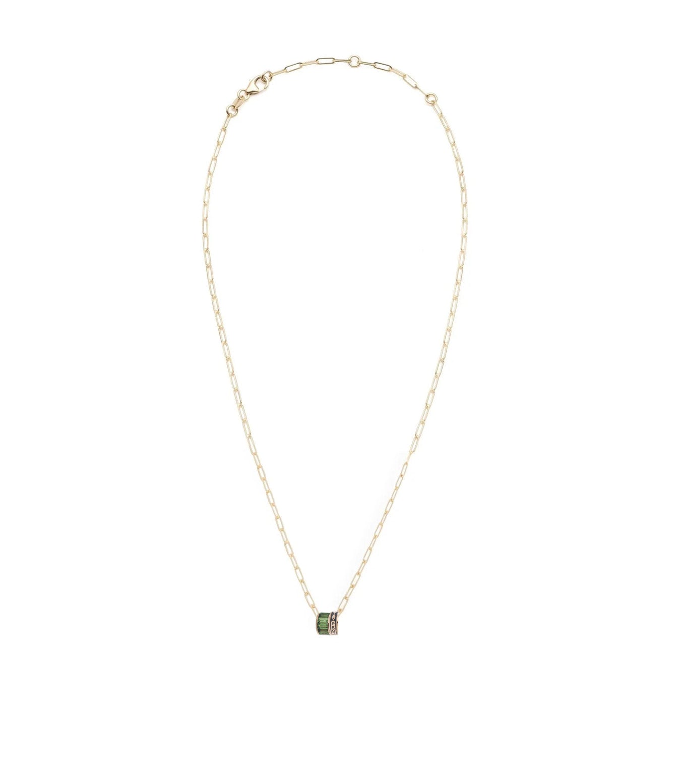 Baguette Tsavorite Heartbeat Necklace - 14K Gold Plated Clip Chain Pendant for Women | Elegant Fine Jewelry Gift for Valentine's Day, Anniversary & Special Occasions
