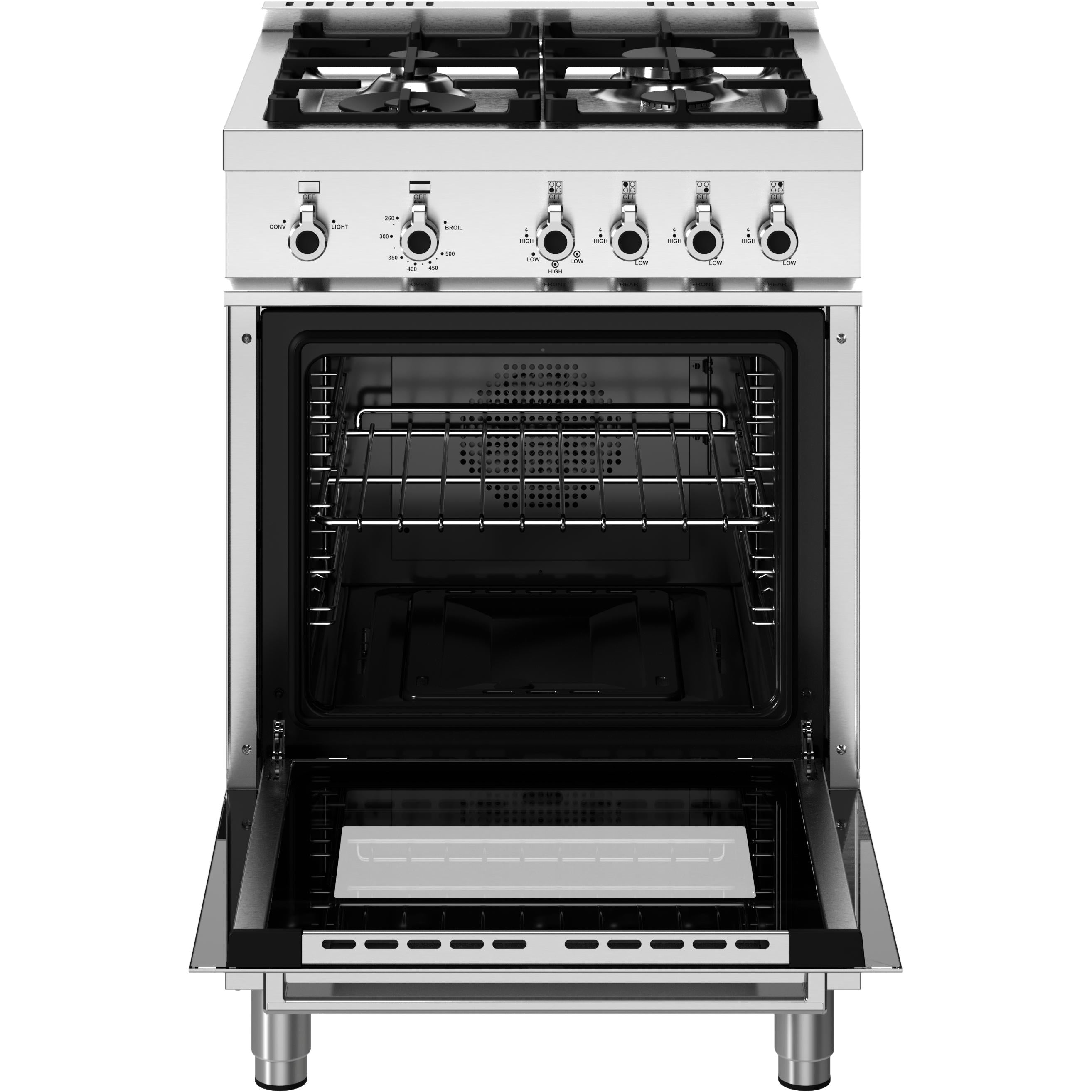 Bertazzoni PRO244GASXVLP 24-Inch Freestanding Gas Range - Professional Style with 4 Sealed Burners & Convection Oven - Perfect for Home Chefs & Modern Kitchens