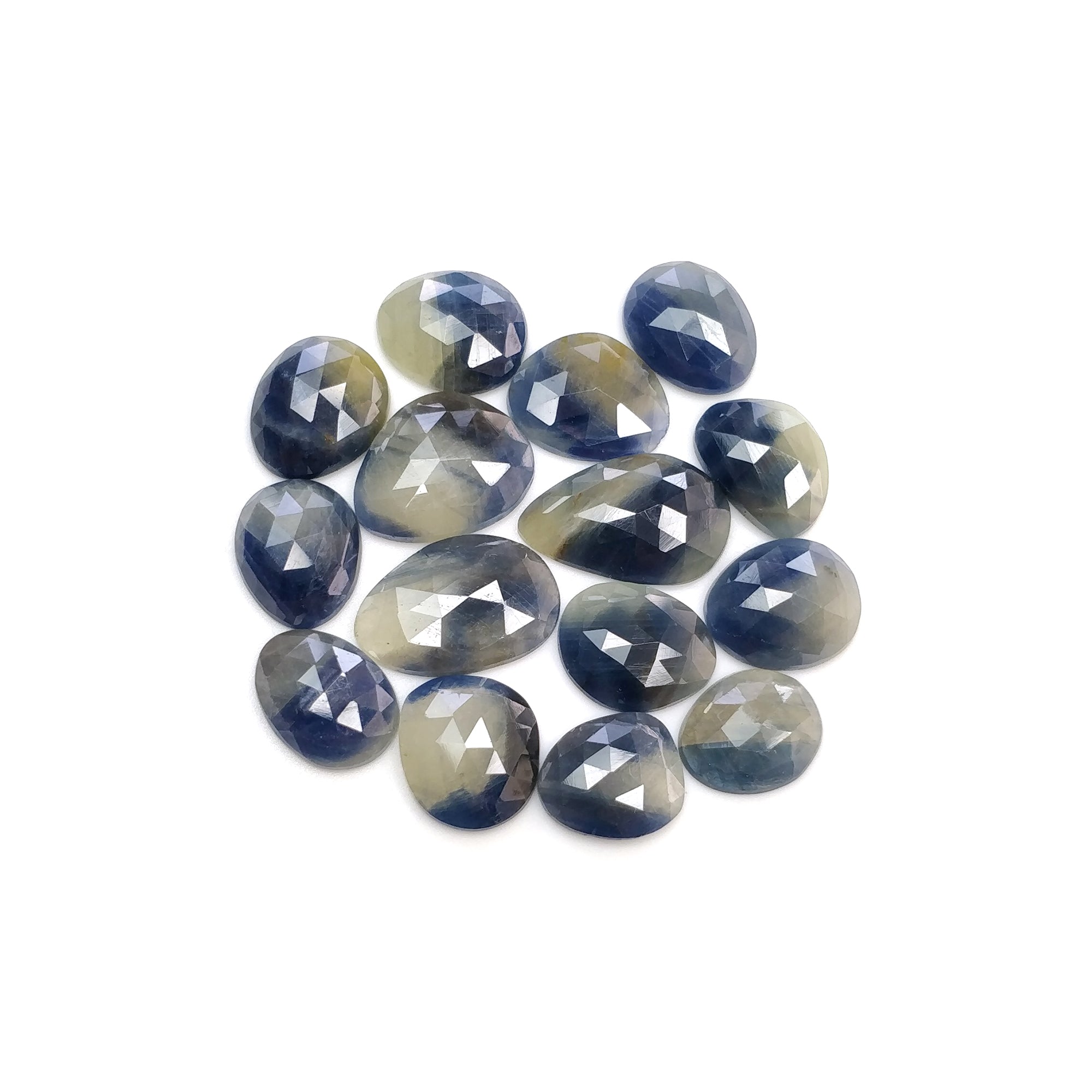 Natural Untreated Blue & Multi-Color Sapphire Gemstone - Rose Cut Egg Shape Loose Stones for Jewelry Making, Engagement Rings & Healing Crystals