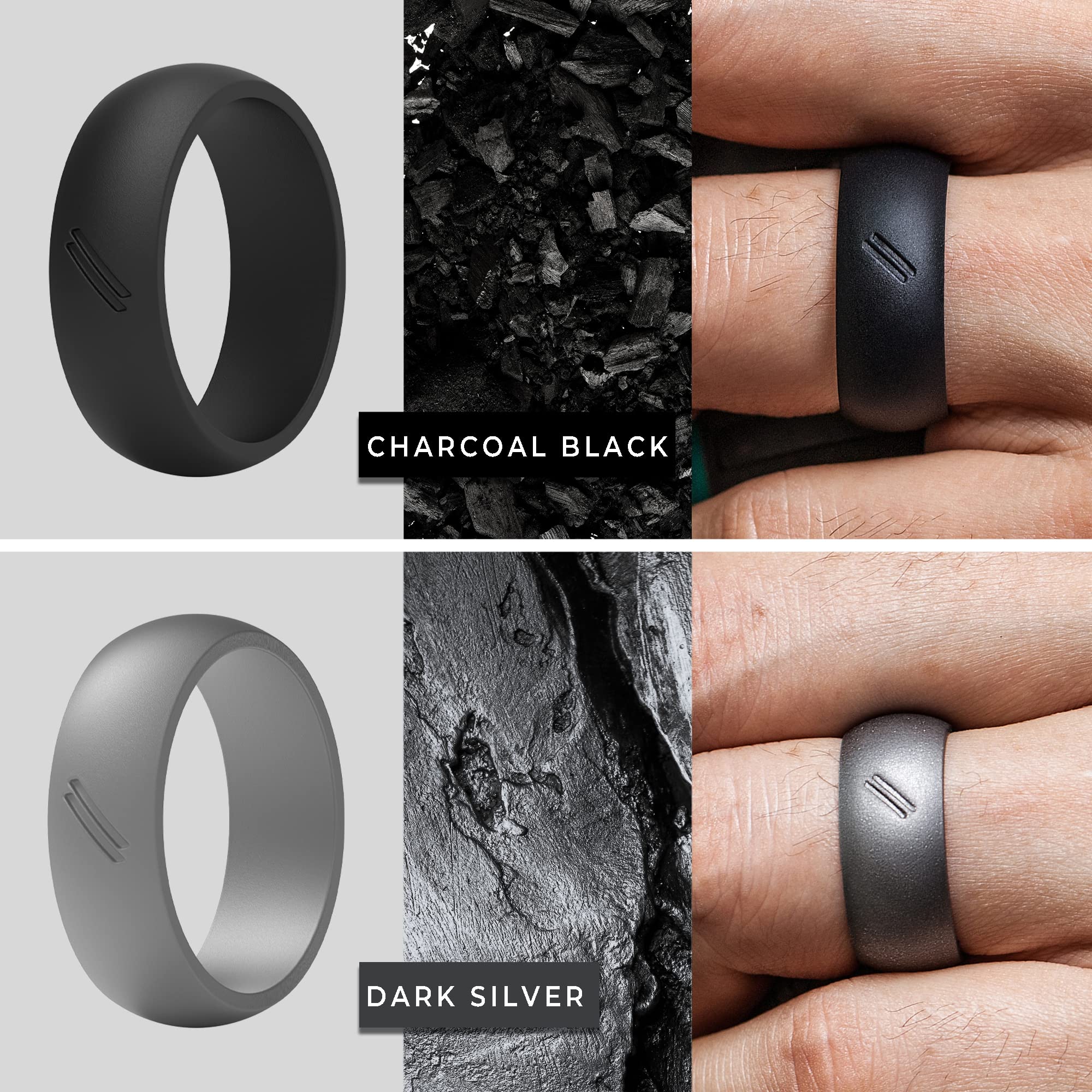 ThunderFit Silicone Wedding Rings for Men - 4 Pack Rubber Engagement Bands, 8.7mm Wide & 2.5mm Thick, Comfortable & Durable - Perfect for Gym, Sports, Travel & Outdoor Activities