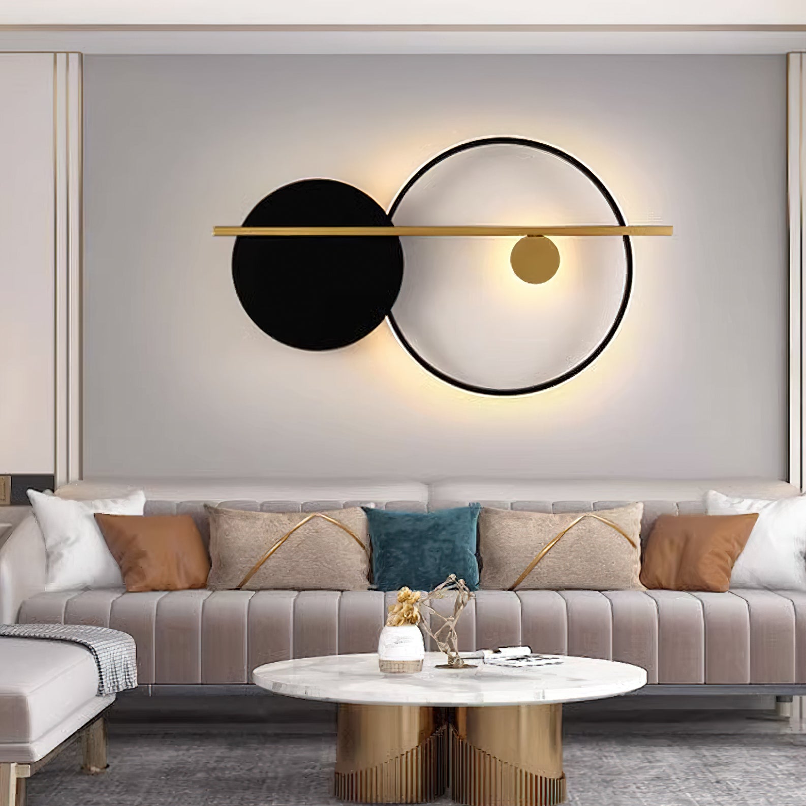 Modern Double Circle Wall Light - Sleek LED Sconce for Bedroom, Living Room & Hallway Decor - Energy Efficient Indoor Lighting Fixture