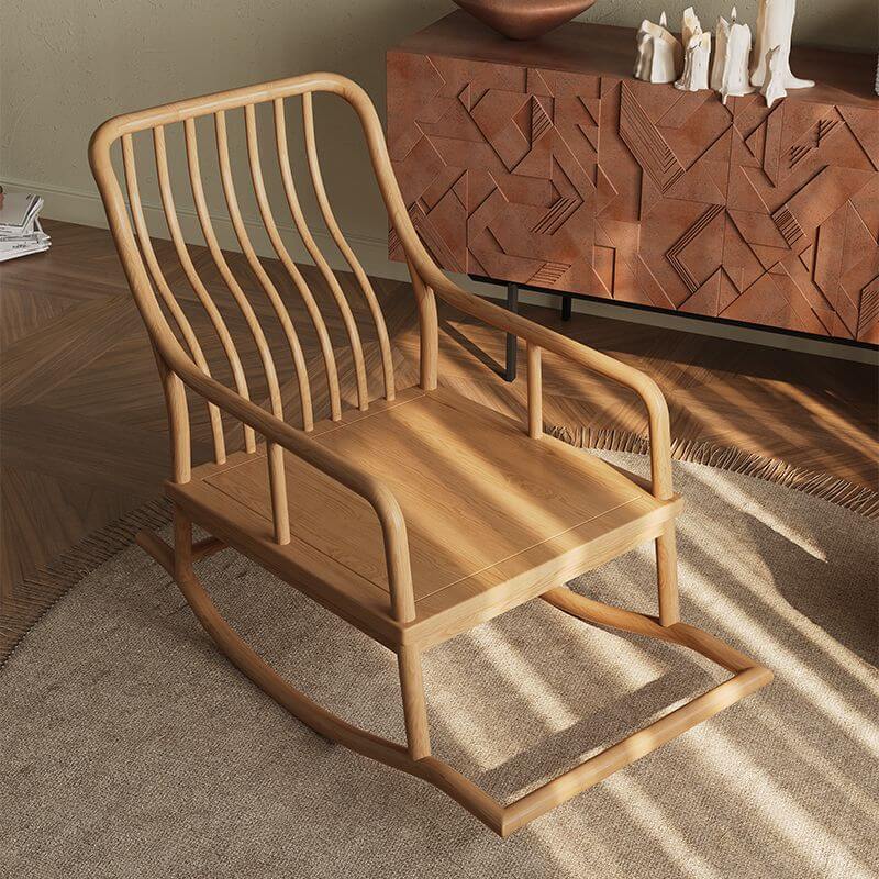 Premium Wooden Rocking Chairs for Front Porch - Midnight Black/Chalk/Azure Craftsman Style with Rear Support & Stationary Base | Perfect for Relaxing, Outdoor Decor & Country Home Sitting Areas