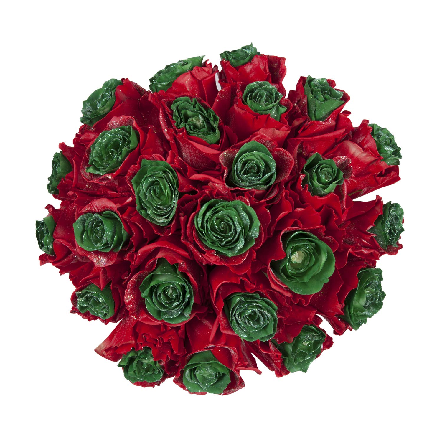 Bloomingmore Fresh Cut Red & Green Glitter Roses - 100 Stems (20 inches) for Wedding Decor, Party Events, Home & Office Decoration, DIY Crafts, Housewarming Gifts, Teacher Appreciation, Engagement Celebrations