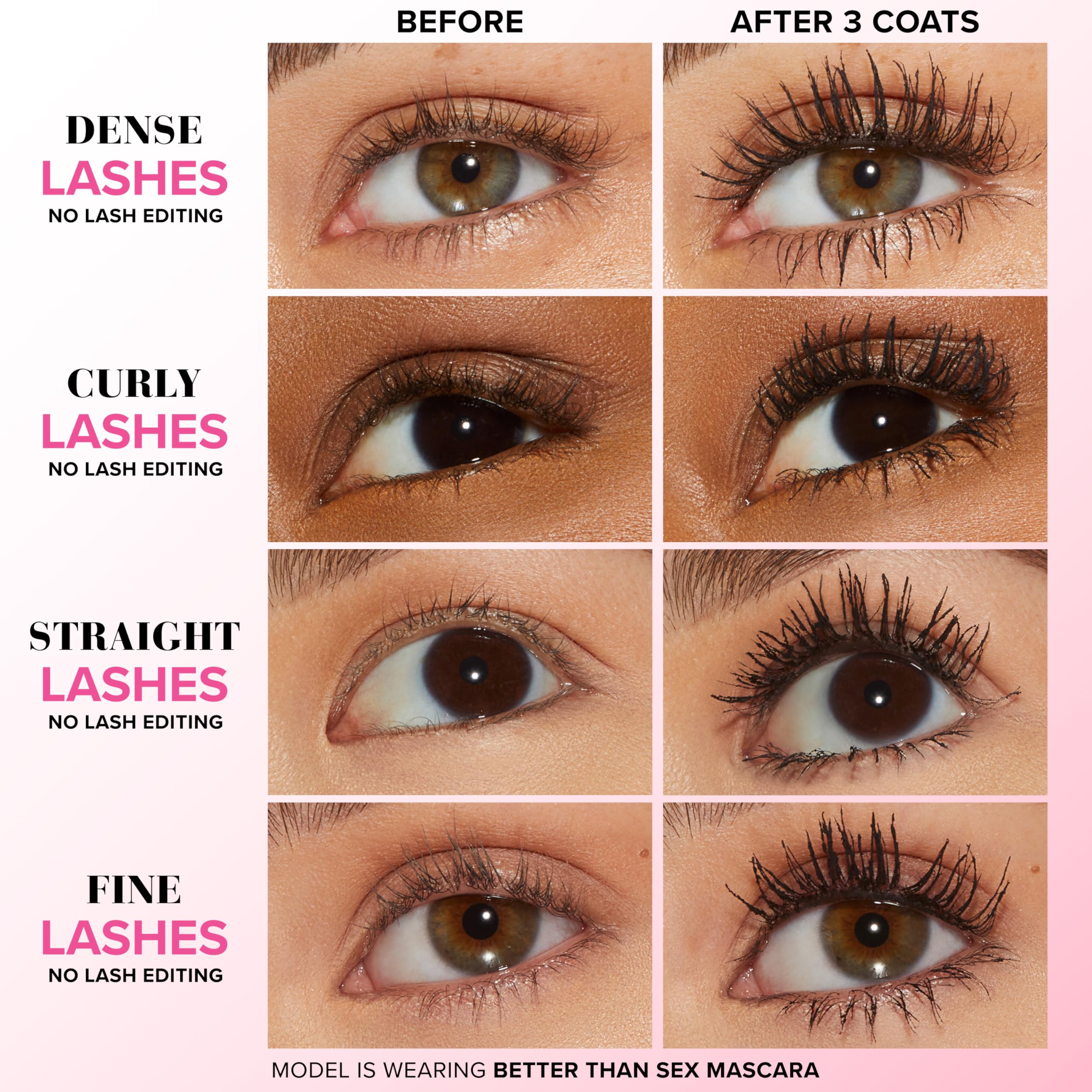 Too Faced Better Than Sex Volumizing Mascara - Lengthening & Volumizing Mascara with Peptides for Dramatic Lashes | Perfect for Everyday Wear & Special Occasions