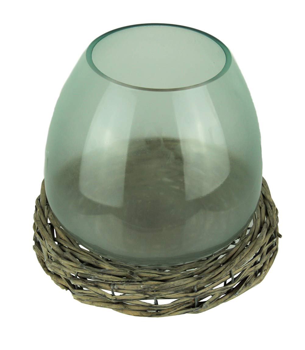 8 Inch Glass Terrarium Vase with Wicker Base - Perfect for Succulents, Air Plants & Home Decor | Ideal for Centerpieces, Wedding Decor & Indoor Plant Displays