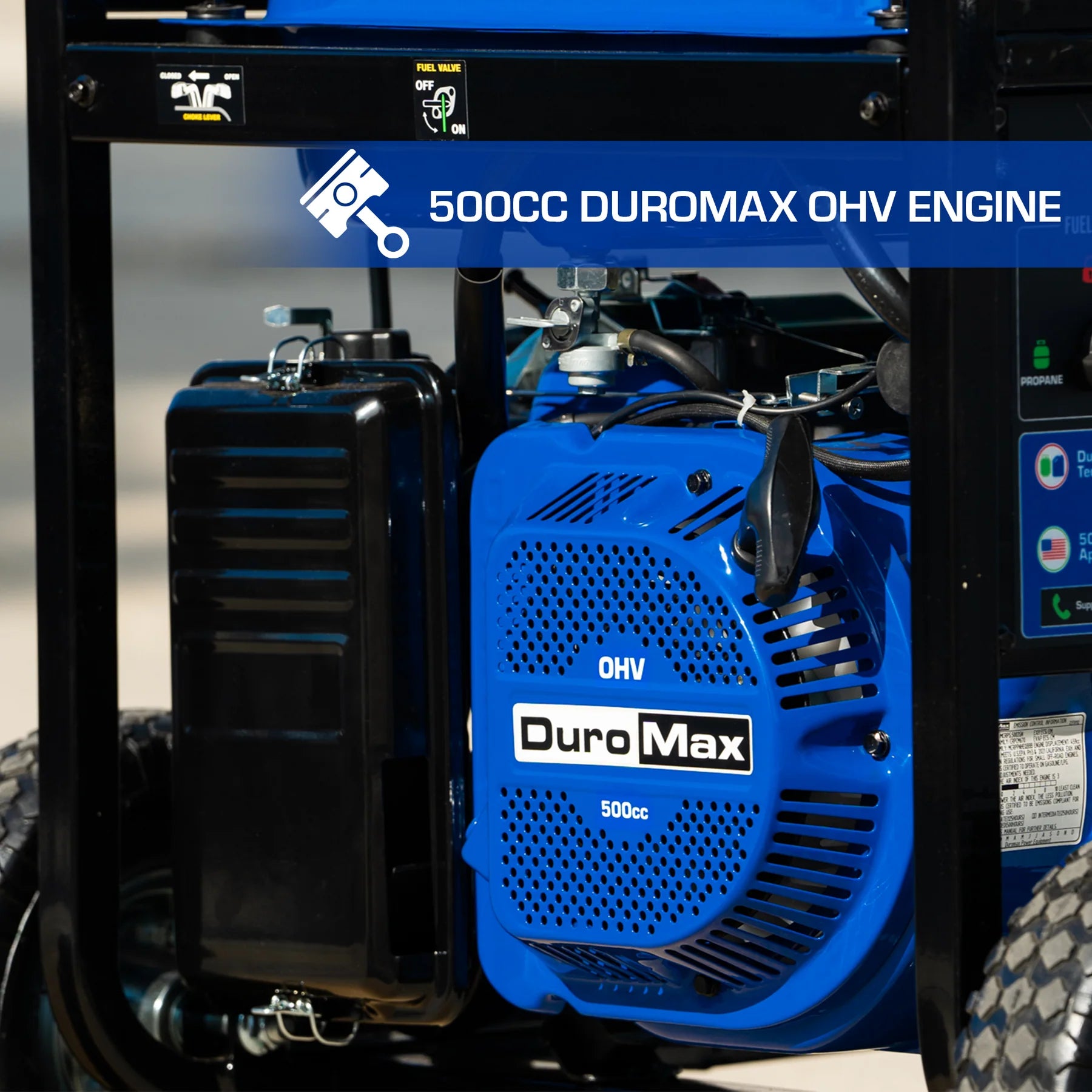 DuroMax XP13000DX 10500W/13000W Dual Fuel Portable Generator - Gas & Propane Powered with Electric Start & CO Alert - Ideal for Home Backup Power, Camping, and Emergency Use