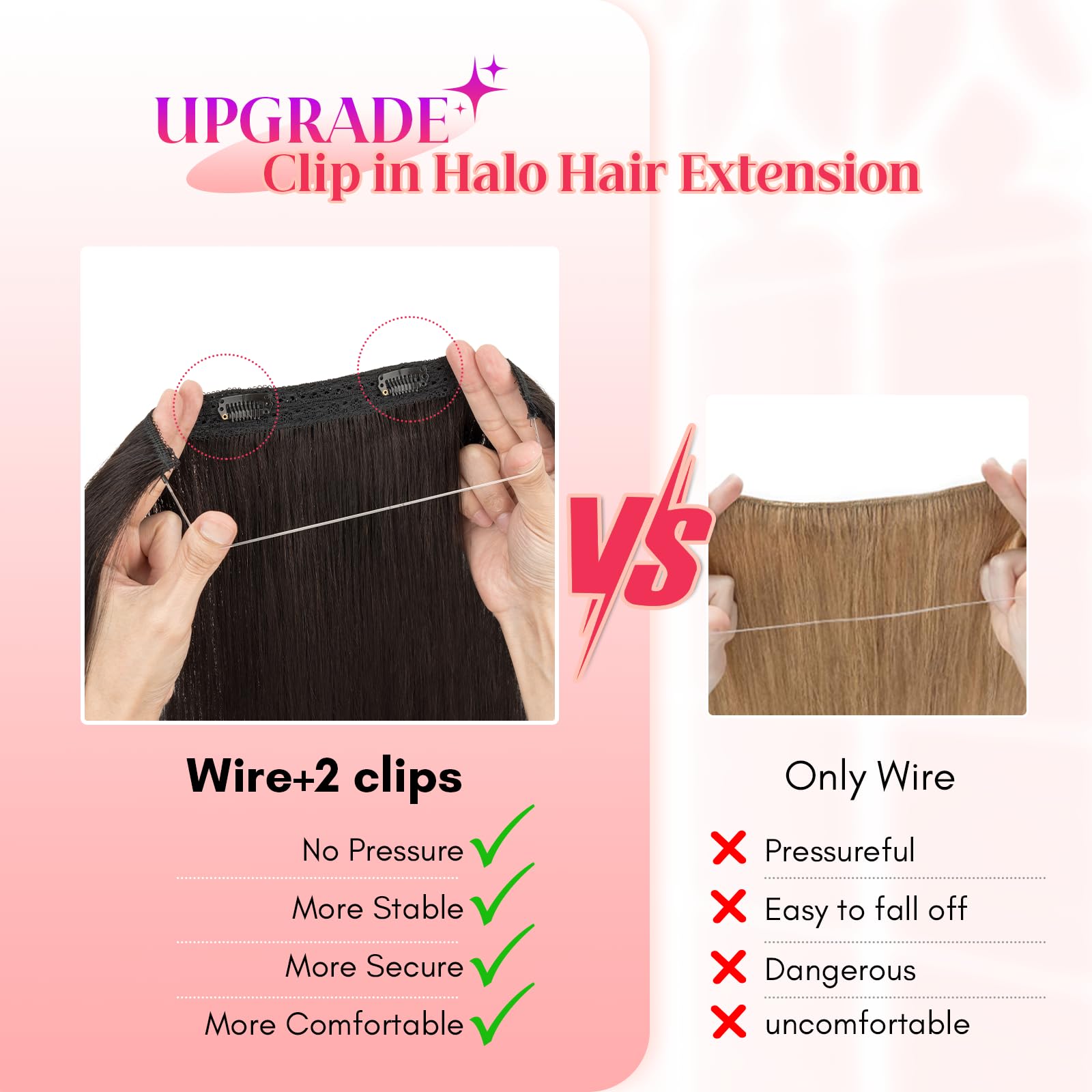 Premium 100% Human Hair Halo Extensions 22