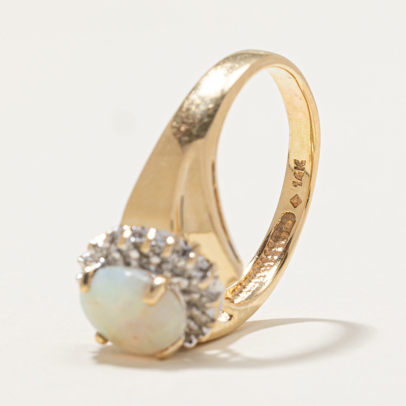 Opal & Diamond Petal Cocktail Ring - 1.40ct Opal with 0.18ctw Diamonds - Size 8.25 - Elegant Jewelry for Evening Parties, Weddings & Special Occasions
