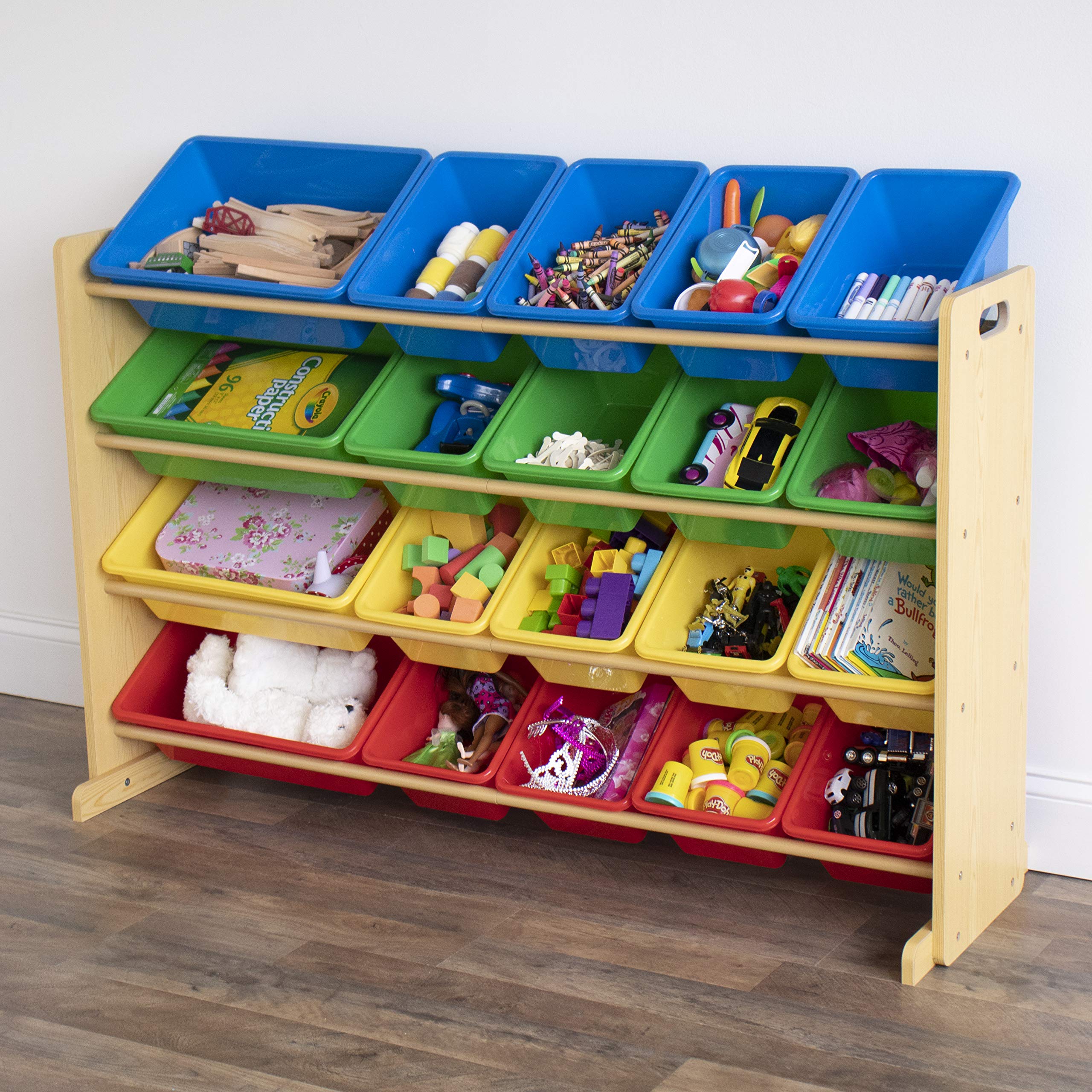 Humble Crew Extra Large Toy Organizer with 20 Storage Bins - Natural Wood Kids Playroom Storage Solution for Toys, Books & Crafts | Perfect for Nursery, Classroom & Play Area Organization