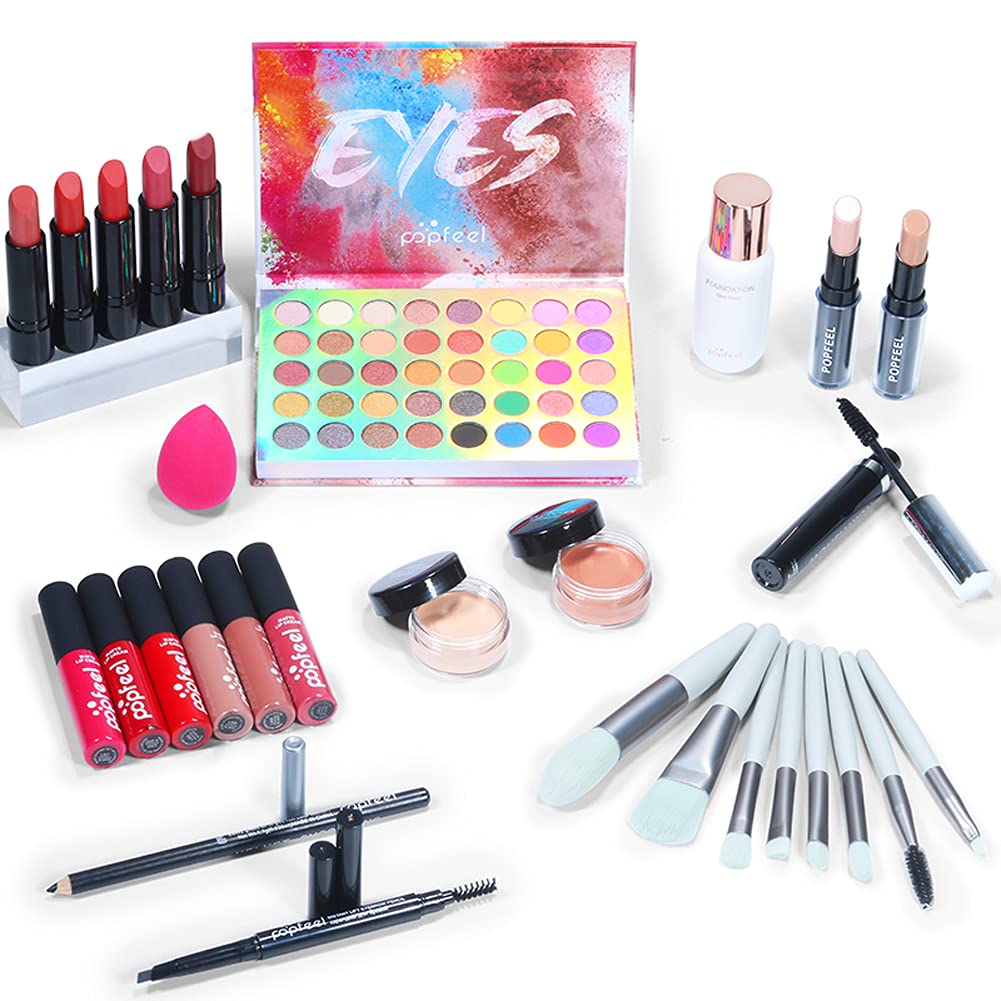 All-in-One Makeup Gift Set for Women - 29 Piece Cosmetic Kit with Lipstick, Eyeshadow, Eyebrow Pencil & Makeup Tools | Perfect for Travel, Birthday Gifts & Everyday Beauty Routine