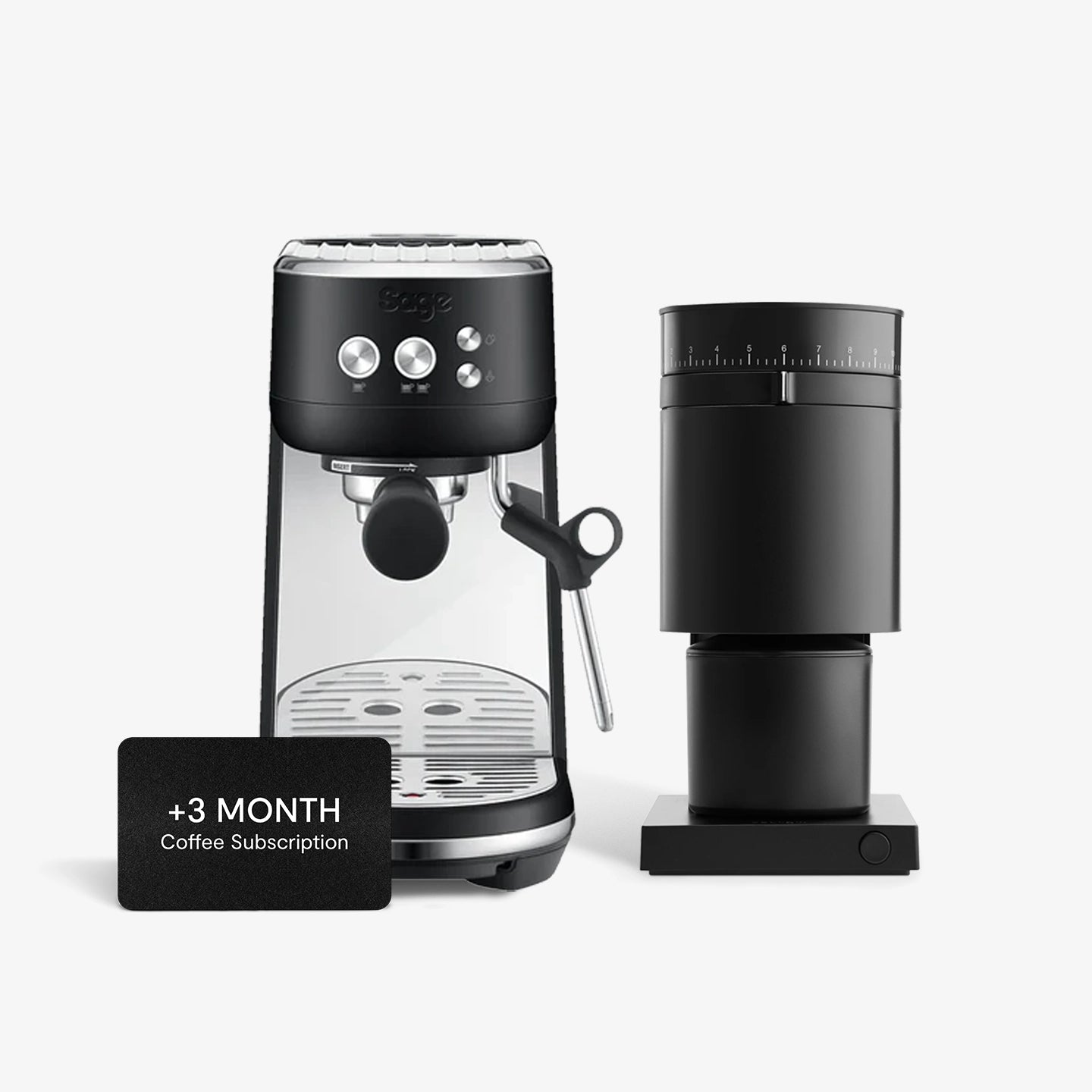 Fellow OPUS & Sage Bambino Premium Coffee Bundle - Black | Professional Espresso Machine & Grinder Set for Home Baristas | Perfect for Espresso, Latte & Cappuccino Making