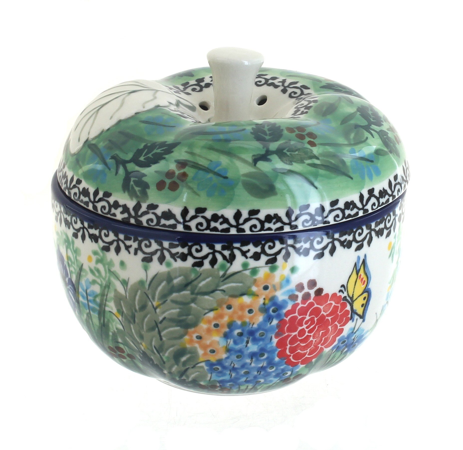 Blue Rose Polish Pottery Teresa Apple Baker | Handmade Ceramic Pie Dish | Perfect for Baking Apple Pies, Cobblers & Desserts | Farmhouse Kitchen Decor & Gift Idea