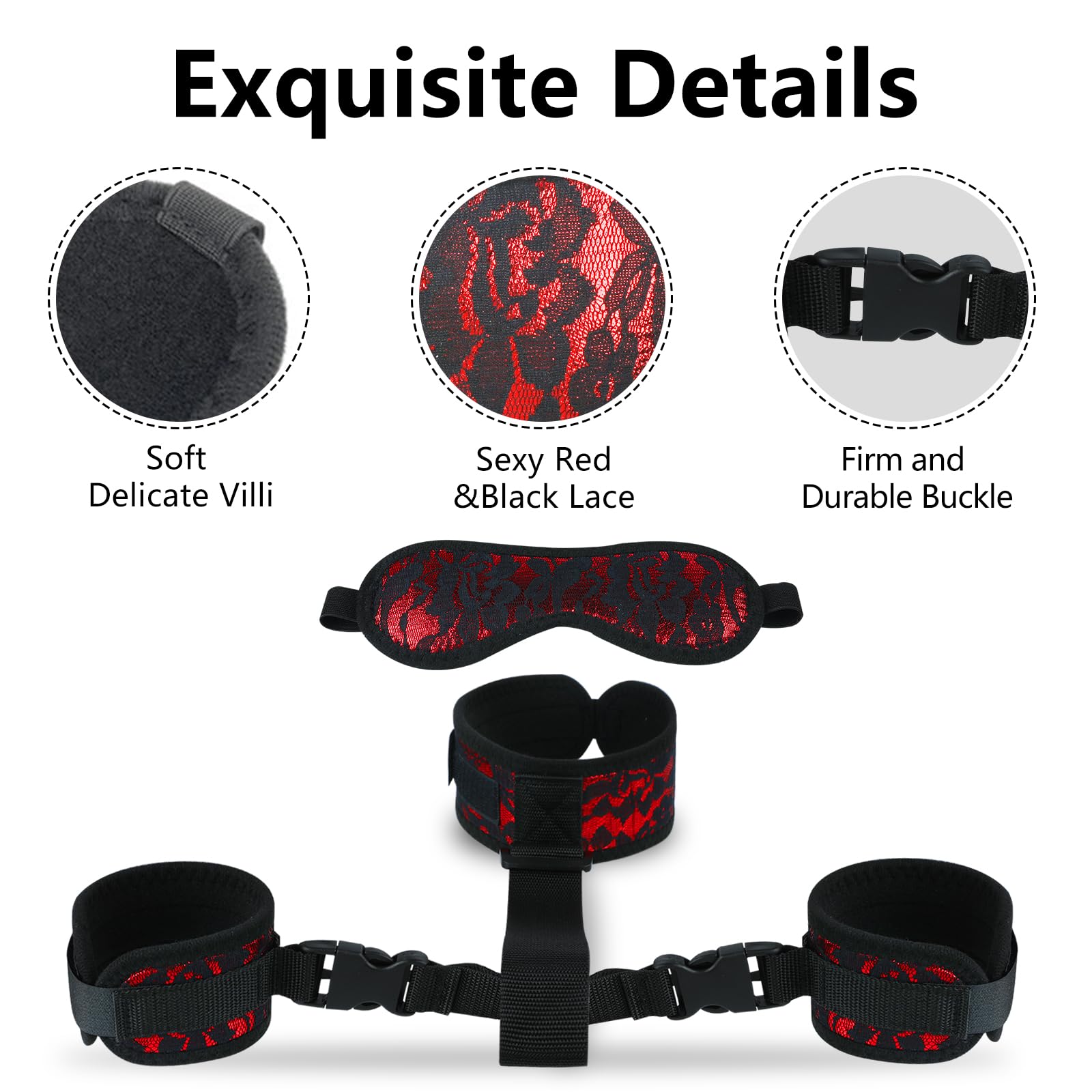 Premium BDSM Bondage Kit for Couples - Adjustable Neck & Wrist Restraints, Back Handcuffs, Blindfold & Collar Set for Sensual Play | Ultimate Bedroom Bondage Game for Spicing Up Intimacy & Roleplay Scenarios