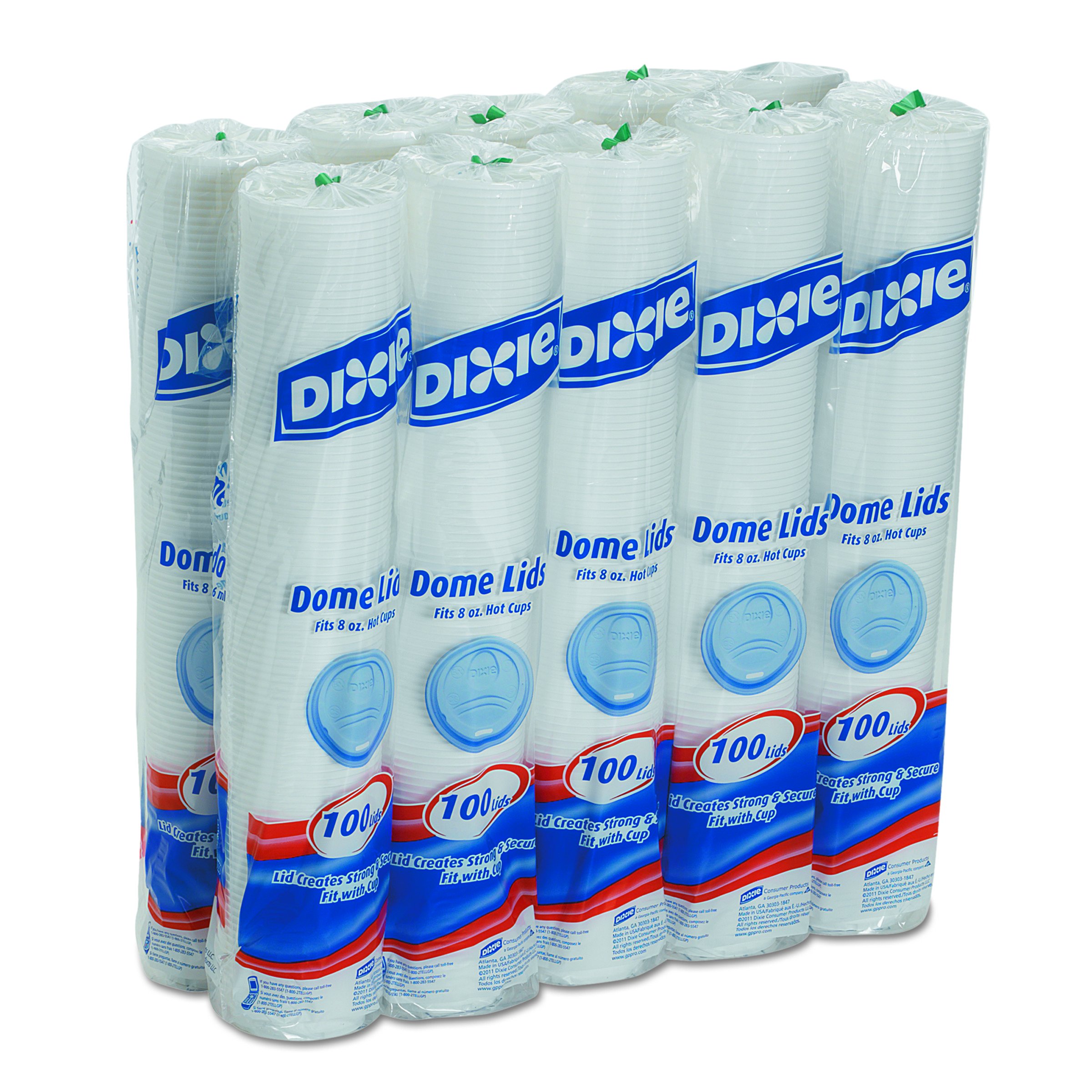 GP PRO Dixie 8 oz White Plastic Coffee Cup Lids - 1000 Count (100 Lids/Sleeve, 10 Sleeves/Case) - Perfect for Coffee Shops, Restaurants & Takeout Services - Model 9538DX