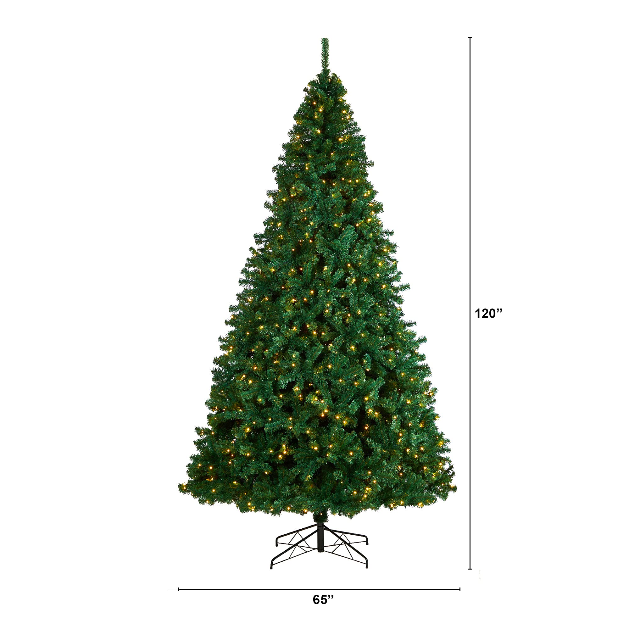 Nearly Natural 10ft Northern Tip Artificial Christmas Tree with 800 Clear LED Lights & 2200 Bendable Branches - Perfect for Holiday Home Decor, Office, and Party Decoration
