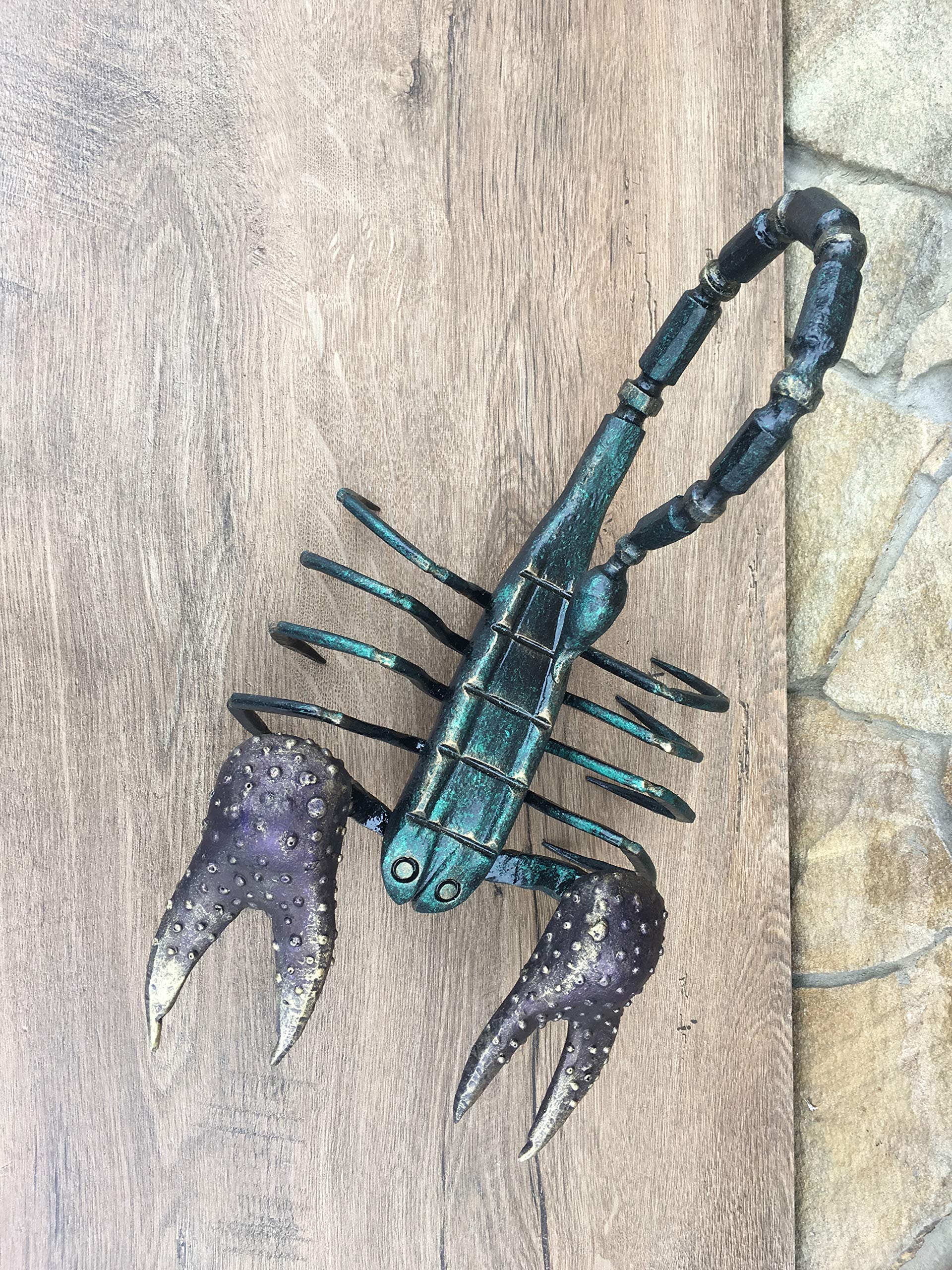 Hand Forged Metal Scorpion Sculpture - Unique Blacksmith Artwork, Hand Hammered Figurine for Home Decor, Office Display, or Gift Idea
