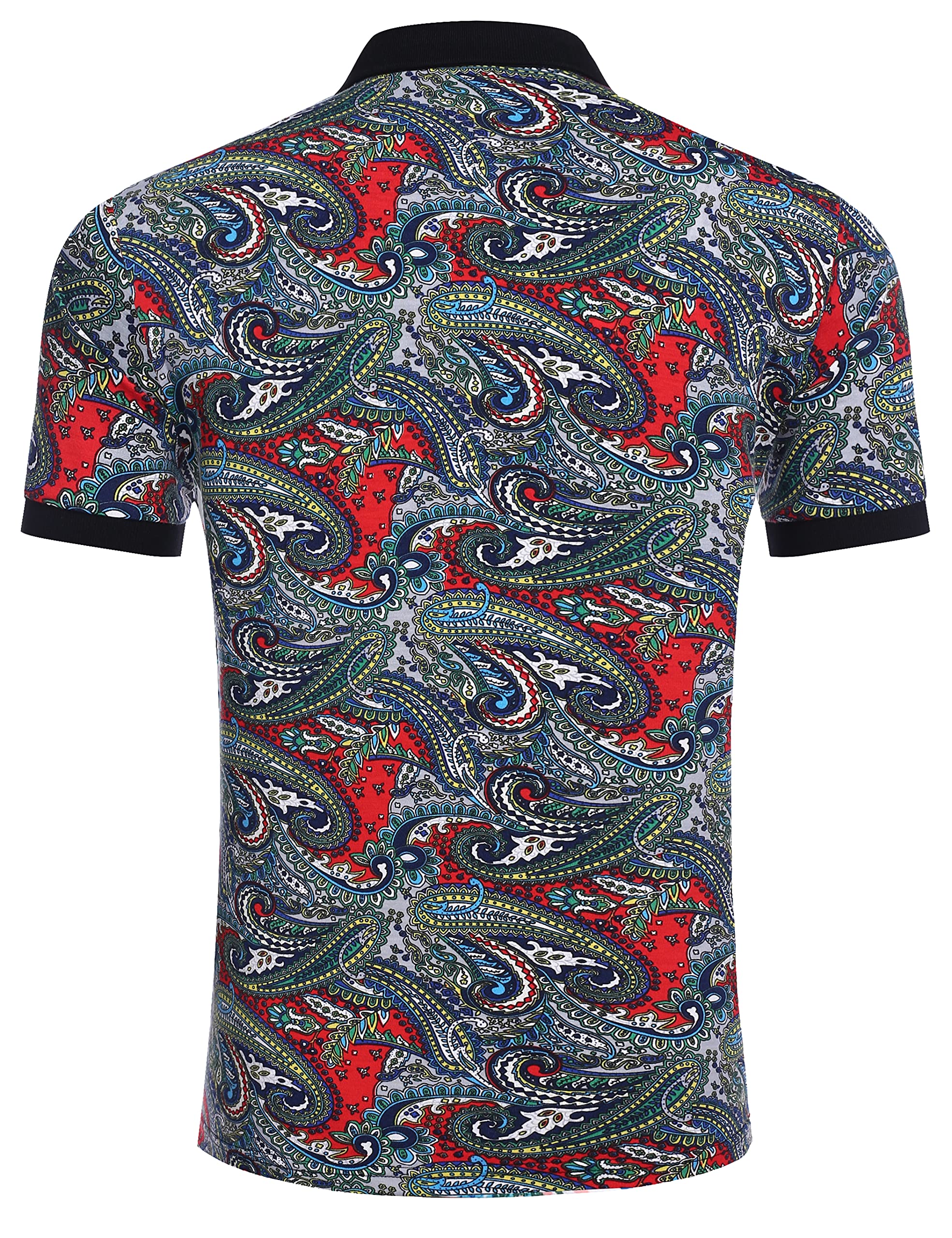 COOFANDY Men's Slim Fit Short Sleeve Polo Shirt - Floral Paisley Print Casual T-Shirt for Summer | Perfect for Office, Golf & Outdoor Activities
