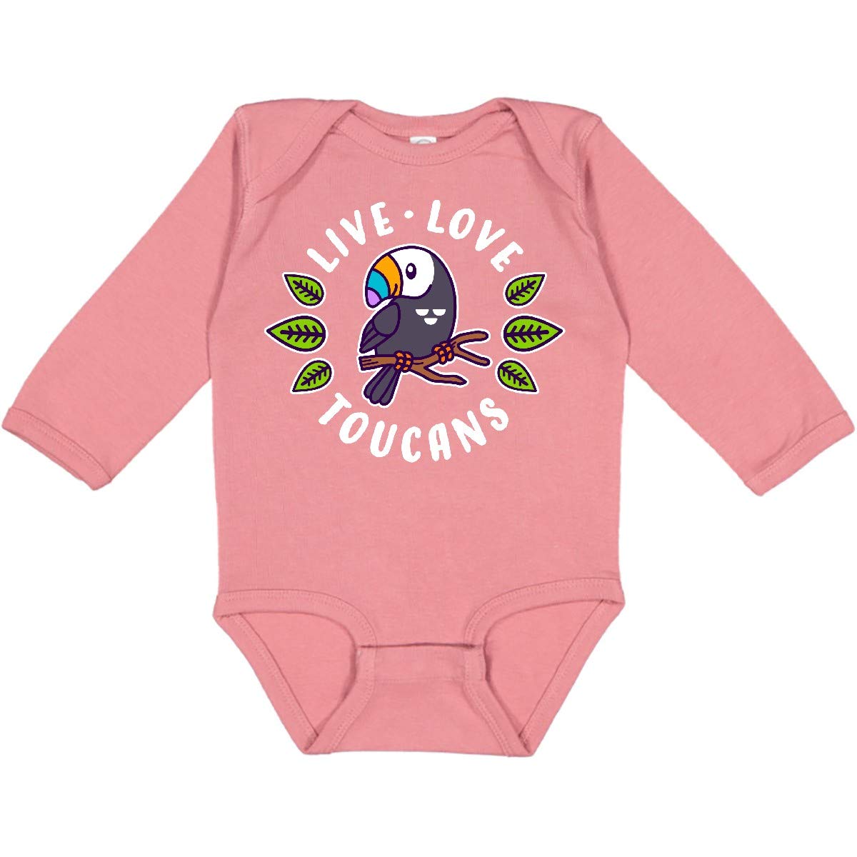 Inktastic Live Love Toucans Long Sleeve Baby Bodysuit - Cute Tropical Bird Onesie for Boys & Girls - Perfect for Family Photos, Birthday Gifts & Nursery Outfits