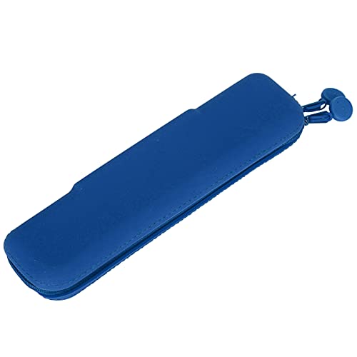 A K Homes - Silicone Pencil Zipper Pouch, Compact & Portable Pencil Case for School, Office & Travel - Perfect for Makeup, Pens, Small Items (Blue, Small) - Ideal for Students, Artists & Professionals