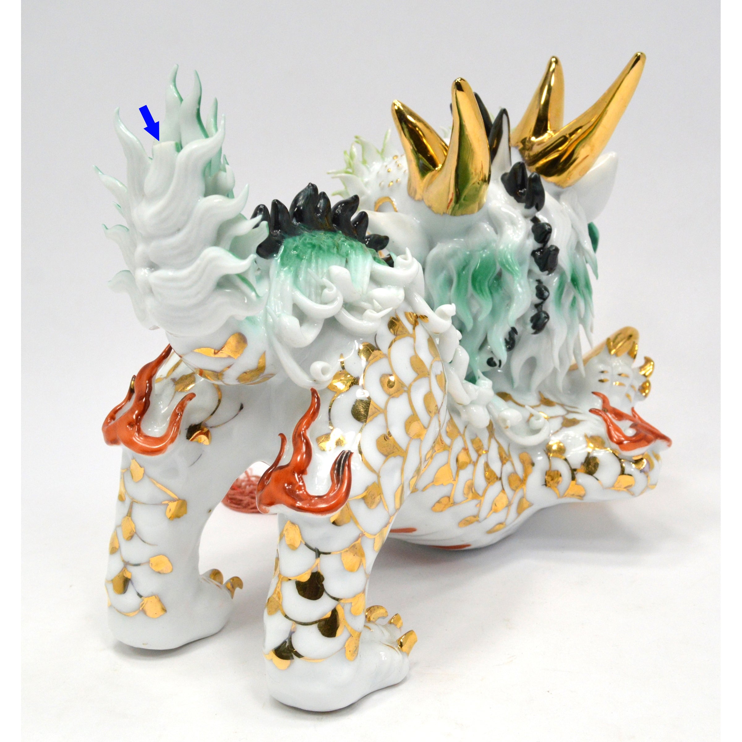 Chinese Foo Dog Porcelain Figurine - Imperial Temple Guardian Statue (Female 1 of 2) | Asian Home Decor, Feng Shui Protection, Gift for Collectors