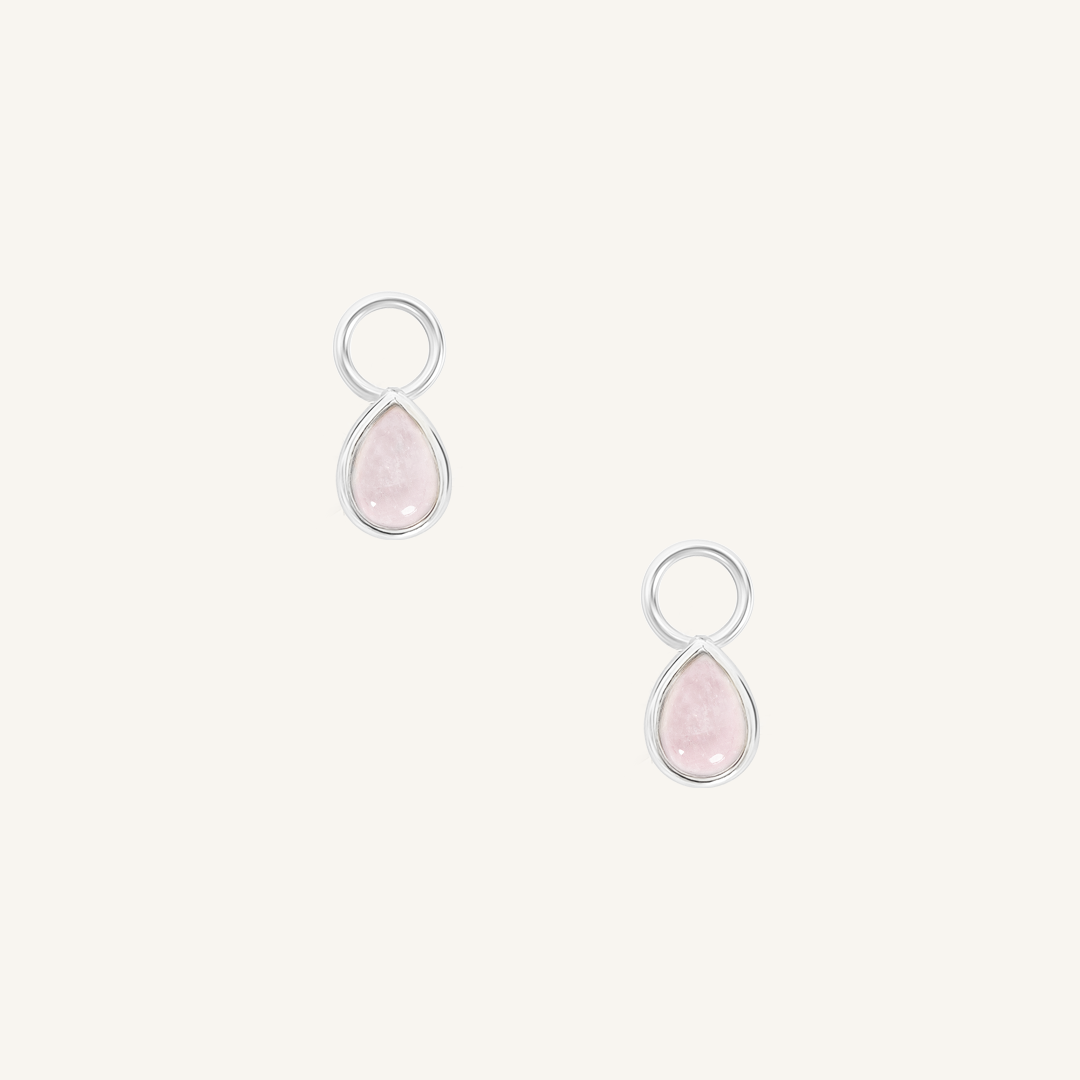 Rose Quartz Trove Hoop Charm Set of 2 - Healing Crystal Jewelry for Women, Boho Style Earrings for Spiritual Protection & Positive Energy - Perfect for Meditation, Yoga & Everyday Wear
