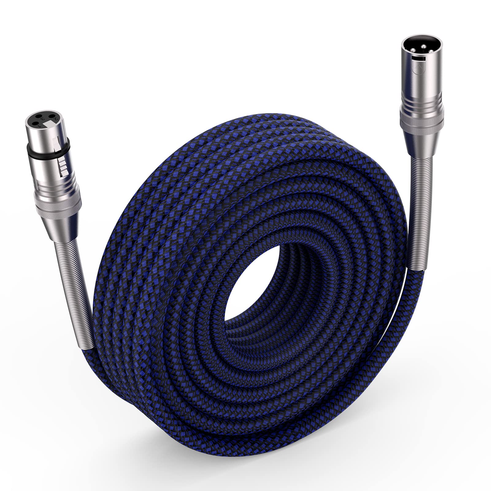 200ft XLR Cable - Heavy Duty Nylon Braided XLR Male to Female Microphone Cable, 3-Pin Balanced Audio Cable for Professional Speakers, Mics & Stage Lighting (Blue) - Perfect for Live Performances, Studio Recording & DJ Equipment