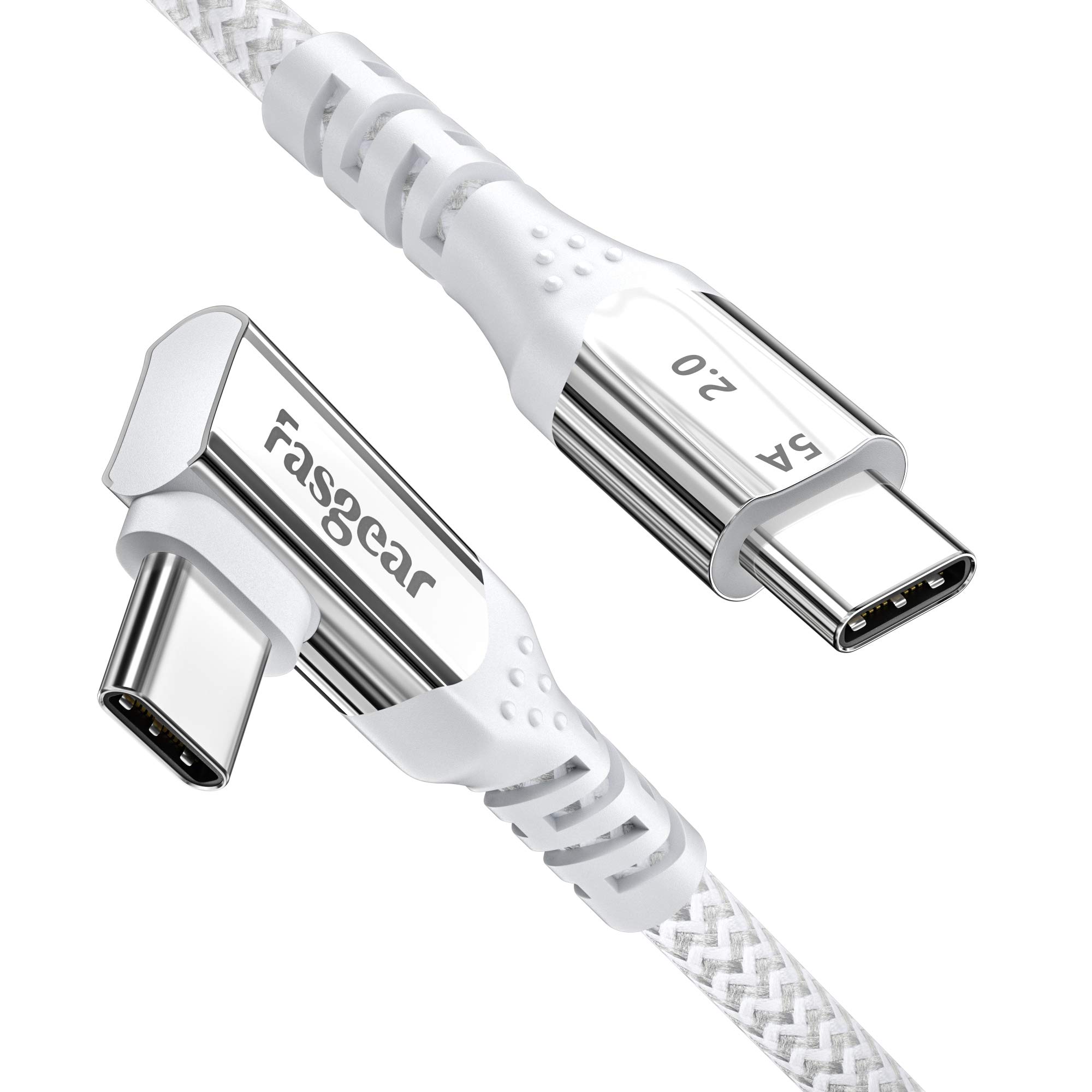 Fasgear 10ft USB C to USB C Cable - 100W PD Fast Charging, 5A Right Angle 90 Degree Type C Cable - Compatible with MacBook Pro/Air, iPad Pro 2020, Galaxy S21, Huawei P40, Lenovo ThinkPad, Dell XPS, HP - Perfect for Home, Office & Travel Charging (Grey)