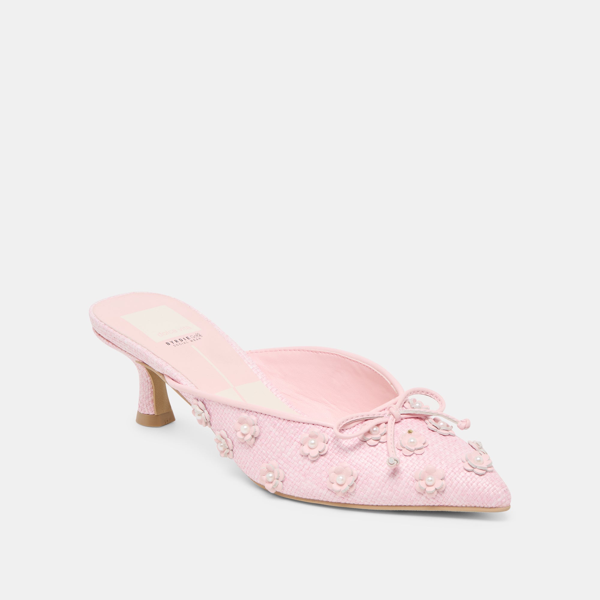 Camilo x Byrdie Golf Wide Heels Pink Raffia Sandals - Comfortable & Stylish Women's Golf Shoes for Outdoor Sports & Summer Fashion